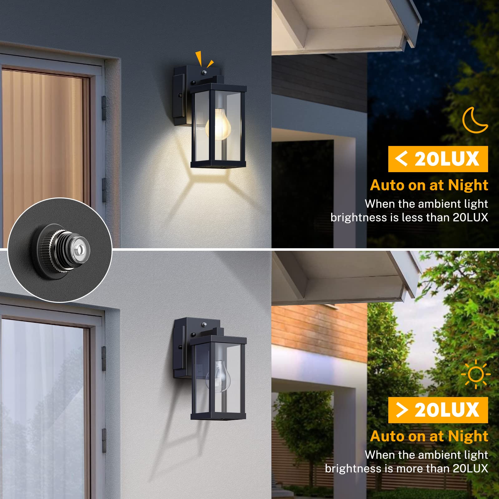 Nooknova Porch Light With Outlet, Dusk To Dawn Outdoor Light With Gfci Outlet Porch Light Wall Sconce Waterproof Exterior Light Fixtures Outside Light For House Patio Garage Hallway