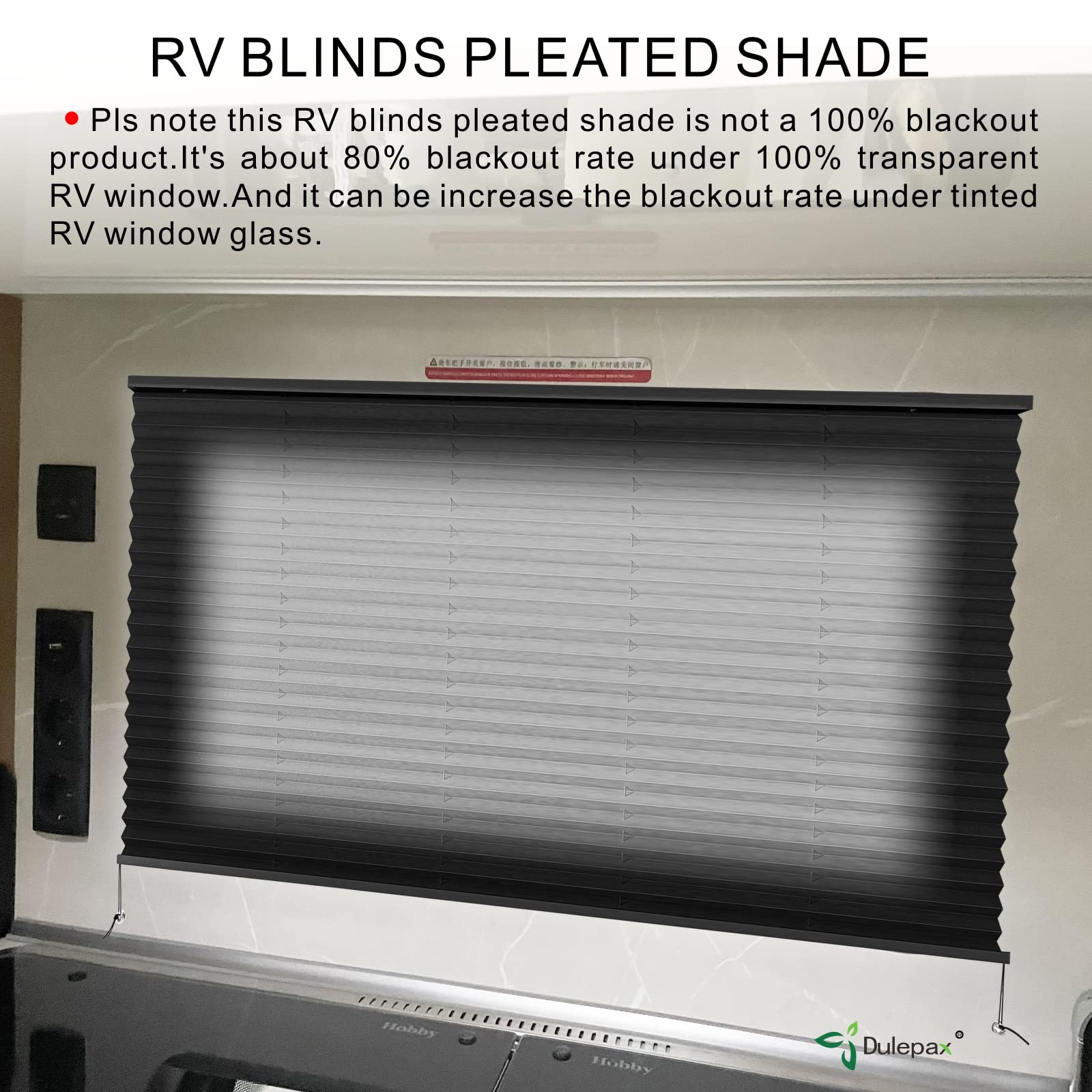 Dulepax Rv Blinds - Pleated Shades, 50'' W X 24'' L Black Rv Window Shades For Camper, Travel Trailers, Motorhome'S Window