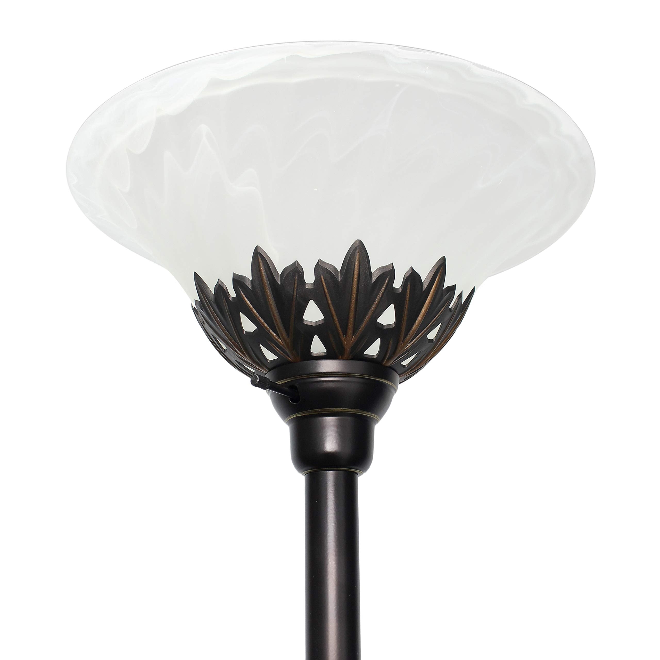 Elegant Designs LF2002-RBW Floor Lamp, 3 Light Scalloped Glass, Restoration Bronze, 13inL x 21.5inW x 71inH