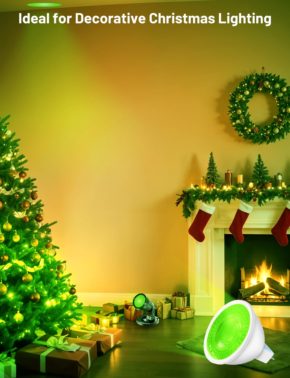 Led Mr16 Green Light Bulb 4W  20W 35W 50W Halogen Equivalent  12V Low Voltage Gu5.3 Bi-Pin Led Green Bulbs For Christmas Outdoor Landscape Yard Garden Tree Pool Holiday Lighting  38 Deg  6 Pack