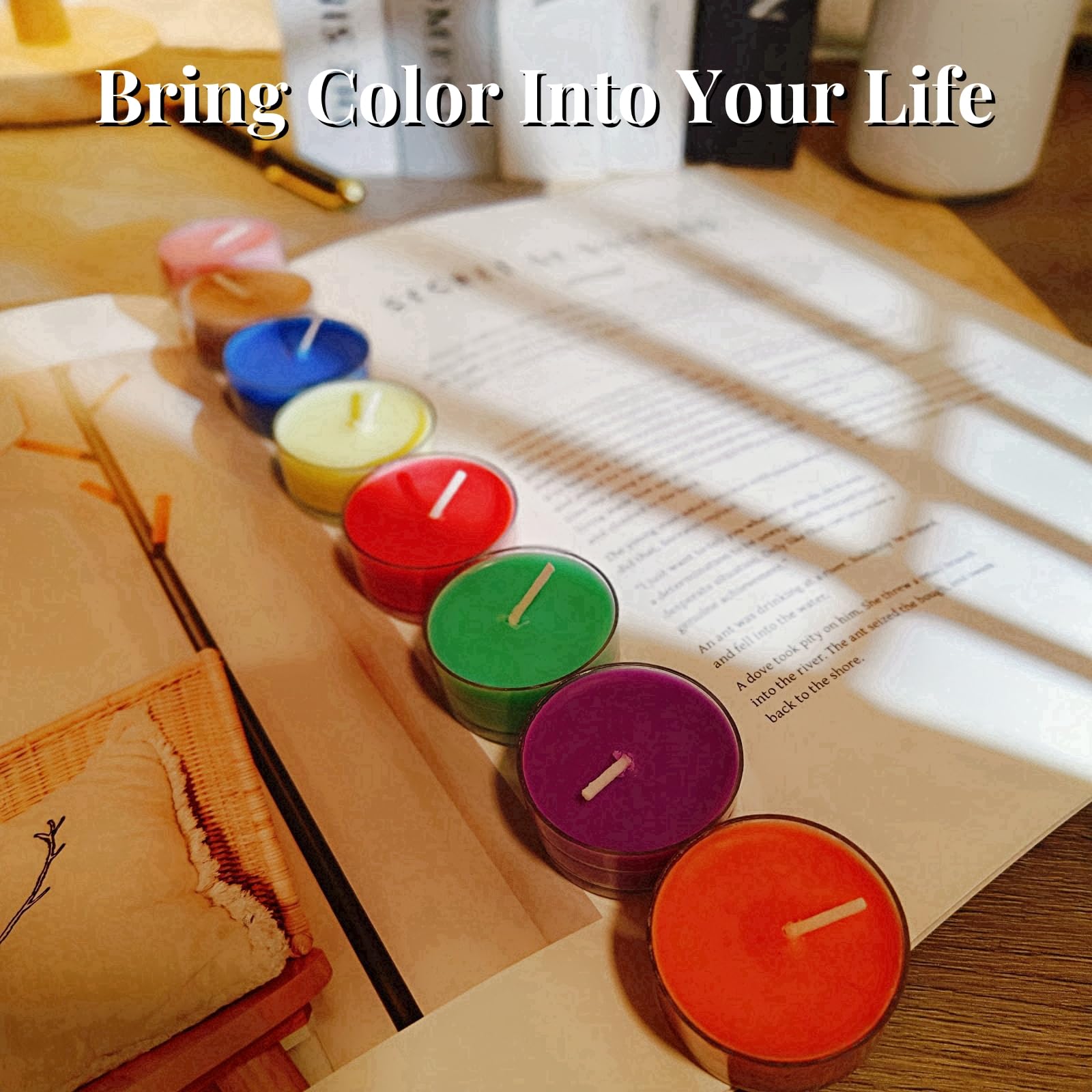 Unscented Colored Tealight Candles, Soy Wax with 4-5h Long Clean Burning, Perfect for DIY Candle Painting, Meditation, Witchcraf