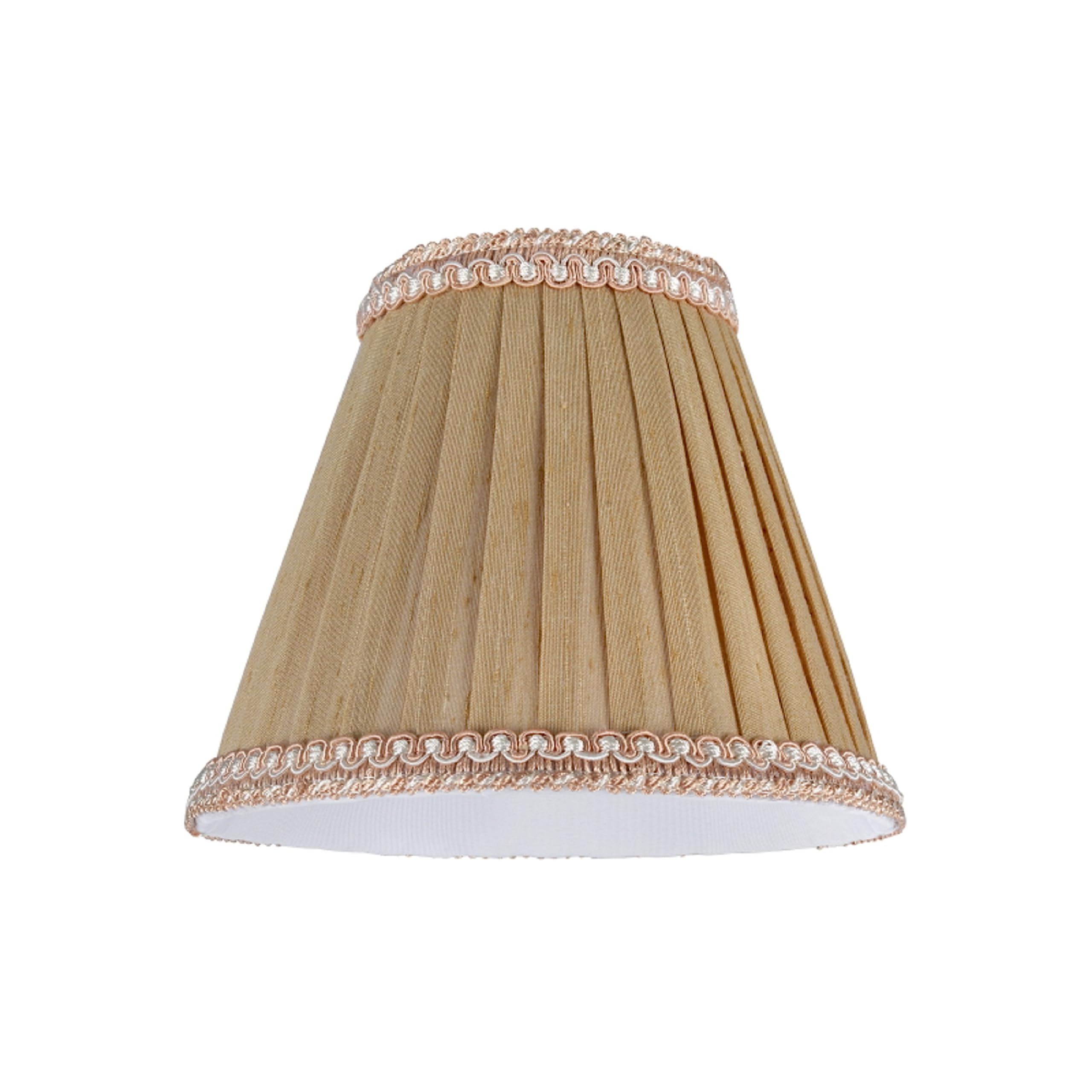 Aspen Creative 33003-5 Small Pleated Empire Shape Chandelier Clip-On Lamp Shade, Creme, 3'' Top X 6'' Bottom X 5'' Slant, 5 Pack