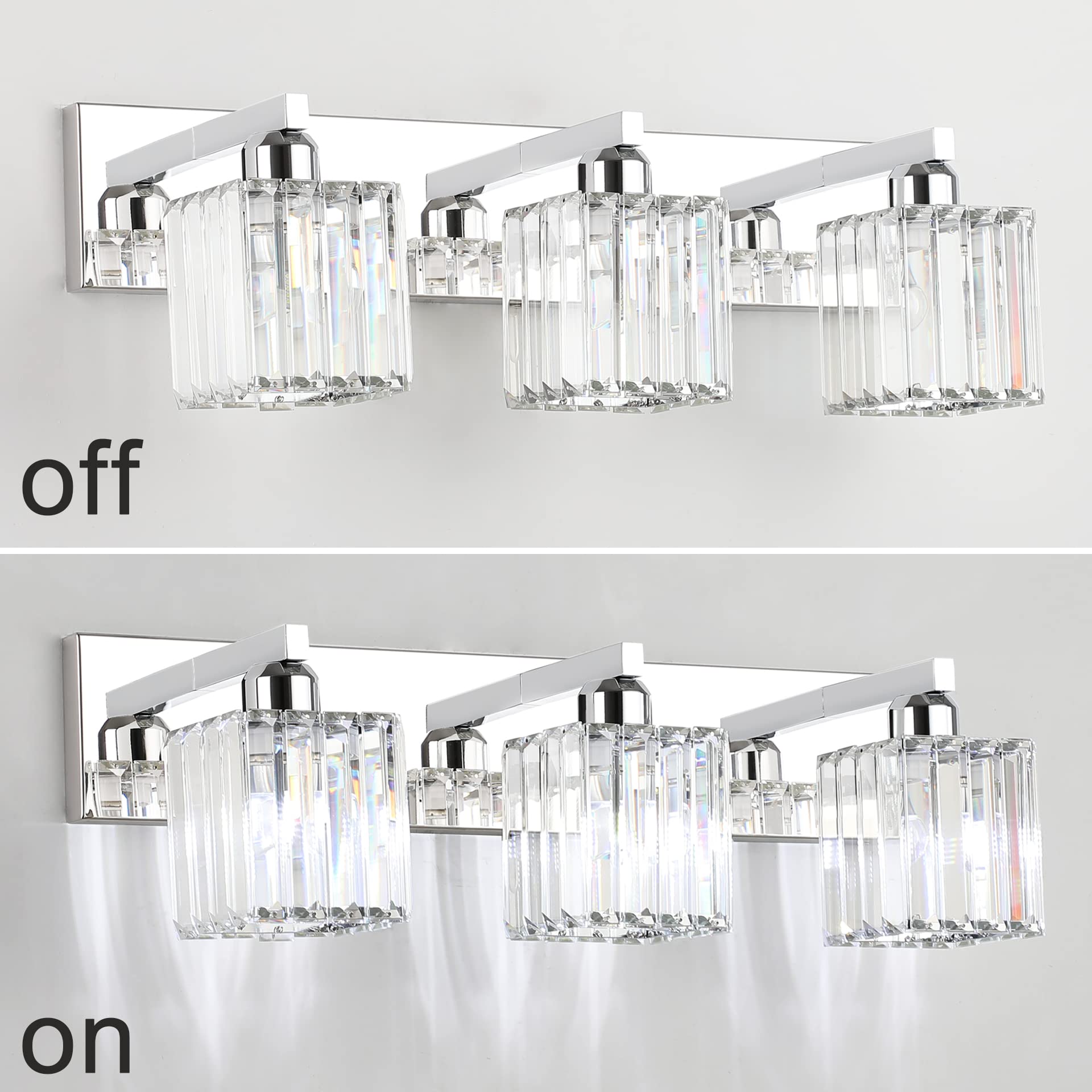Aipsun Bathroom Vanity Light Fixtures Crystal Bathroom Lighting Fixtures Chrome Vanity Light For Bathroom (Exclude Bulb)