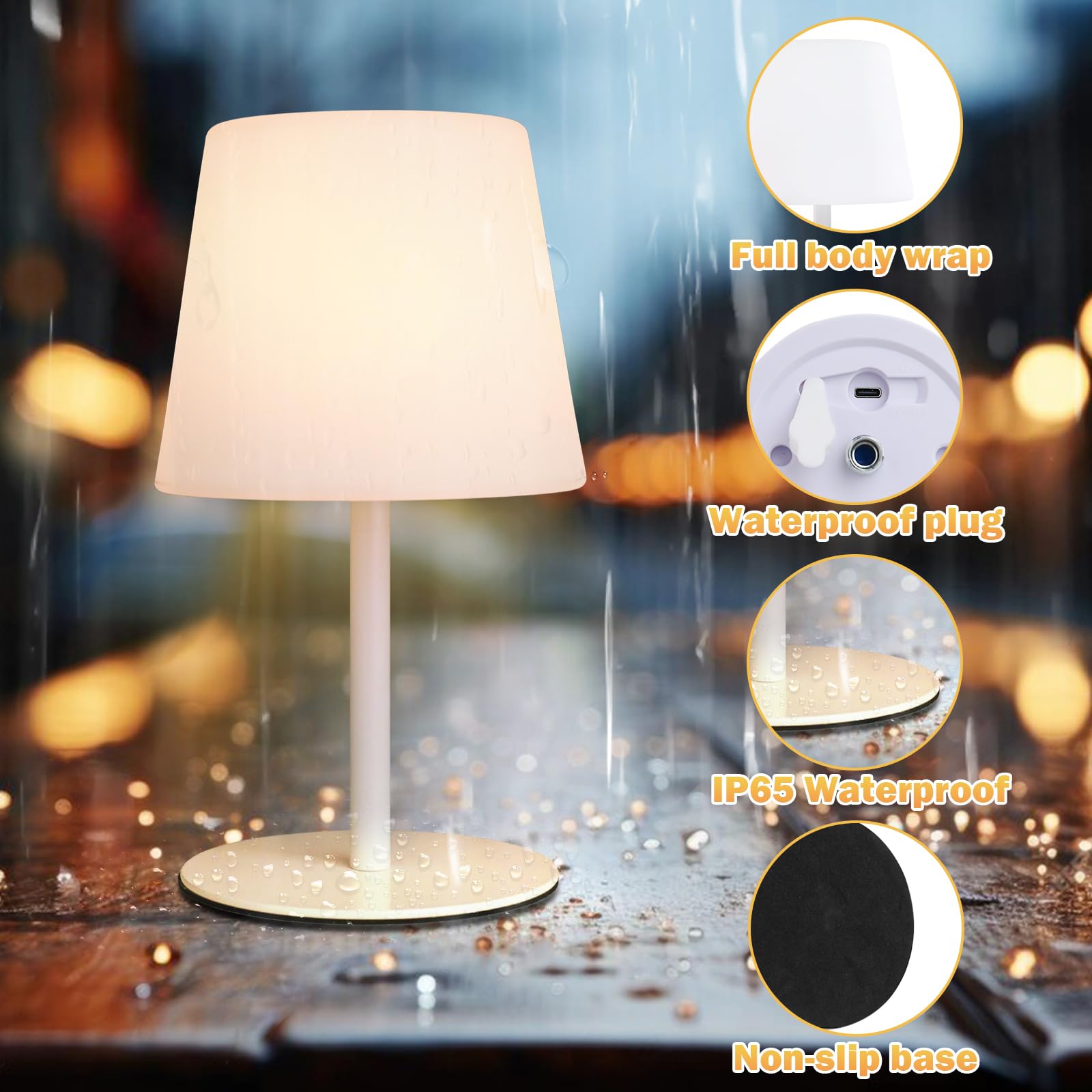 Wonder Solar Outdoor Cordless Lamp 2 Pack, Rechargeable Battery Operated Waterproof Lamp Bedroom Lamps 15.6'', Dimmable Night Li