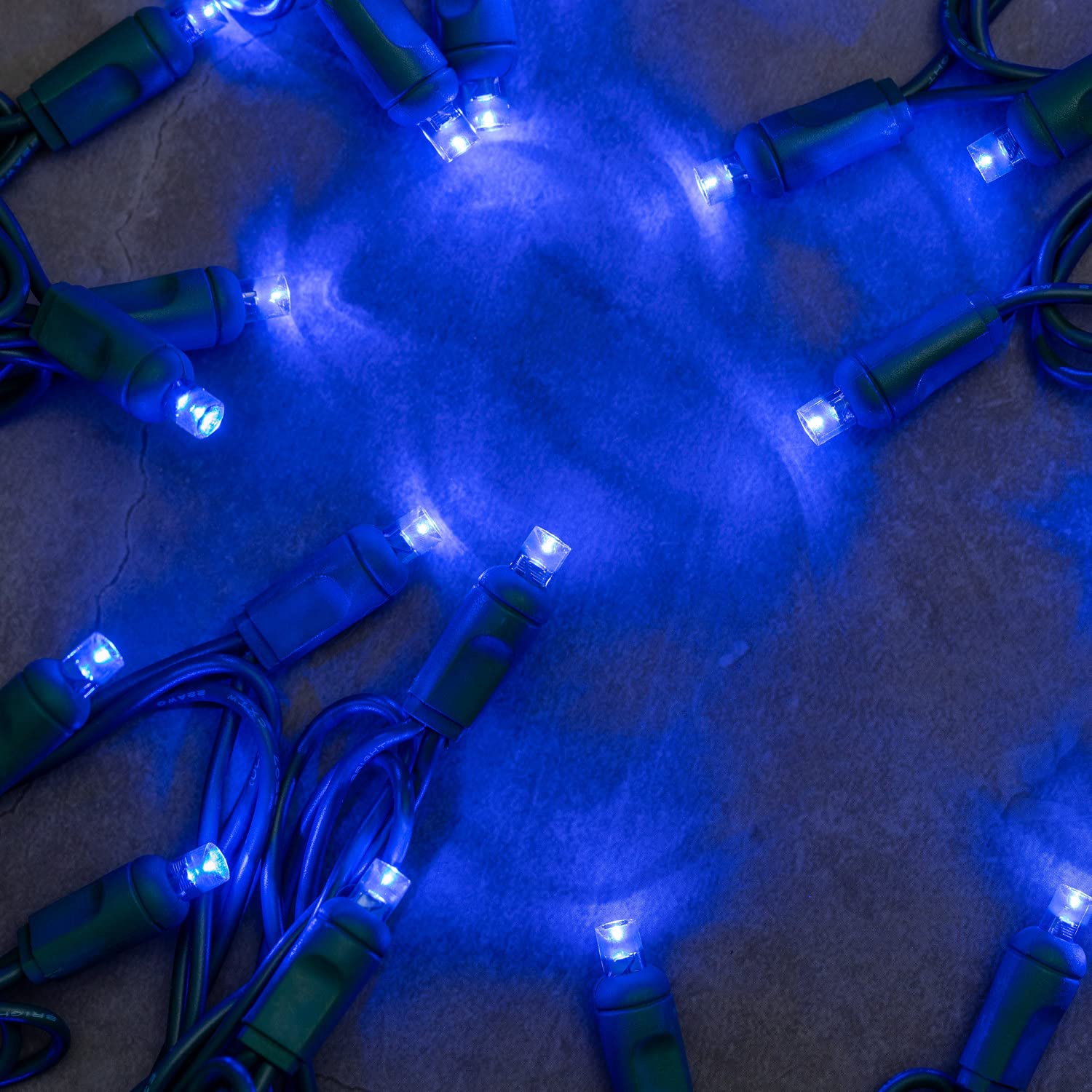 Yuletime Blue 5Mm Led Christmas Lights, 33 Ft 100 Count 4'' Spacing One-Piece High Waterproof Wide Angle Ul Certified String Lig