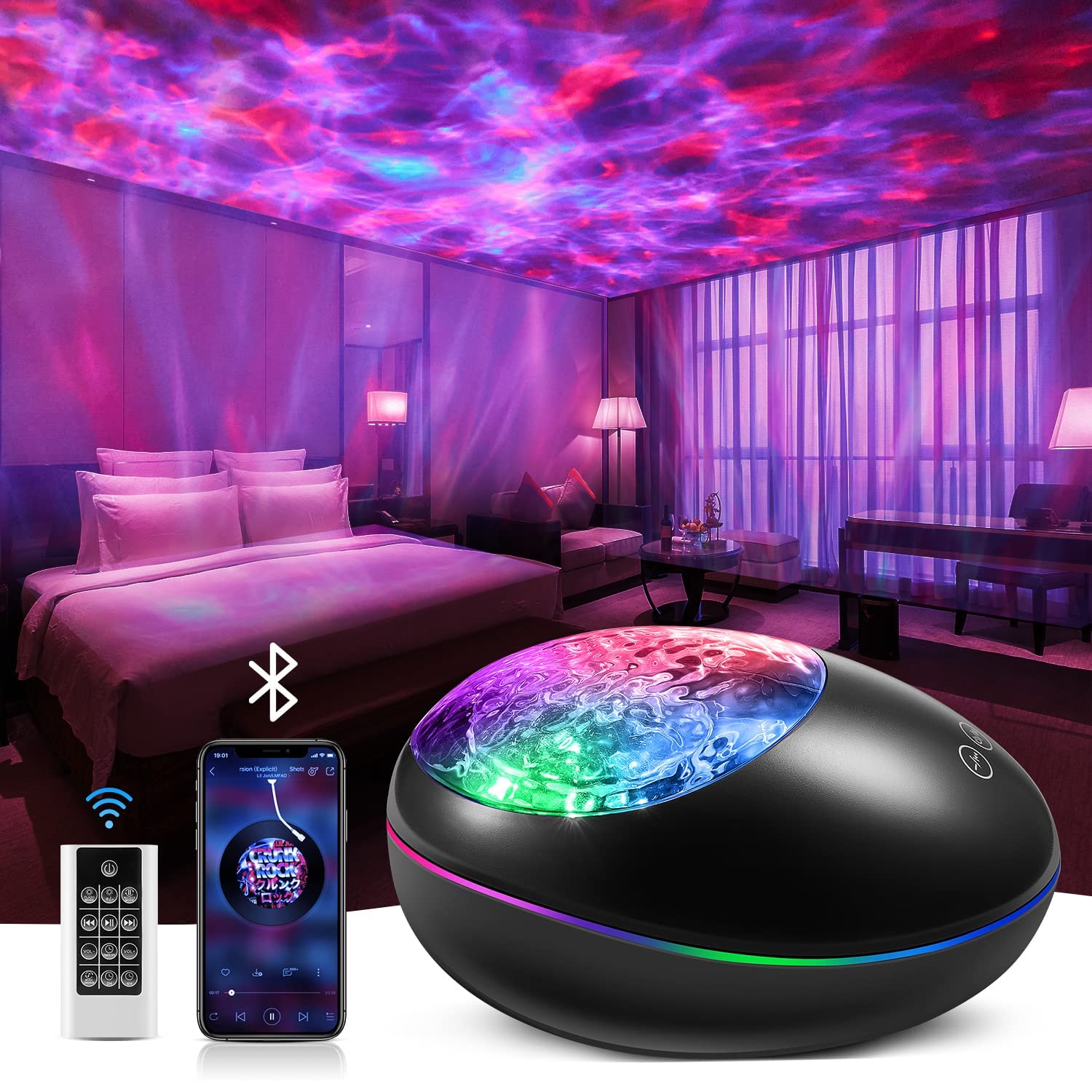 One Fire Galaxy Projector - Star Projector With Bluetooth, Ocean Wave & White Noise For Kids
