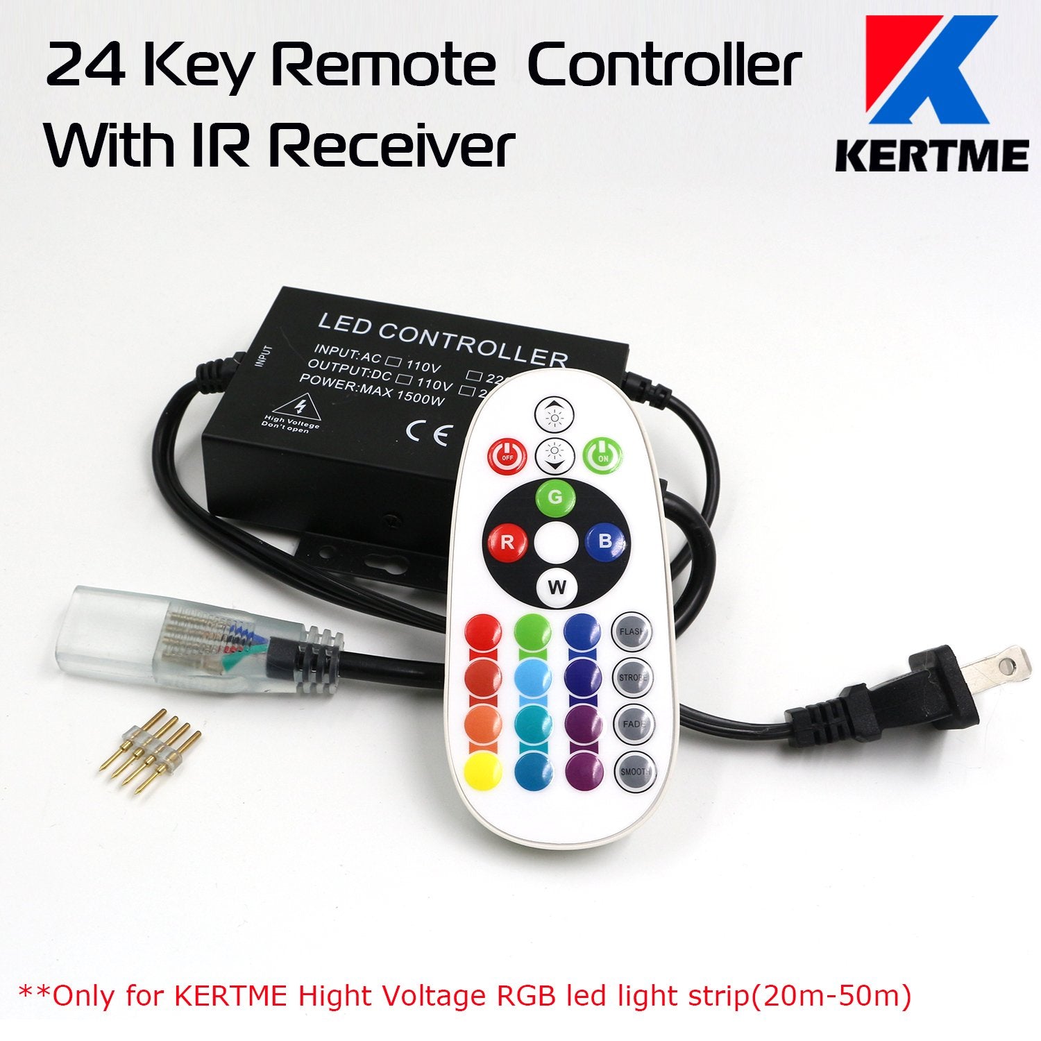 KERTME 5050 RGB LED Strip Lights, 40m Waterproof Dimmable Multi-Color Rope Light with Remote