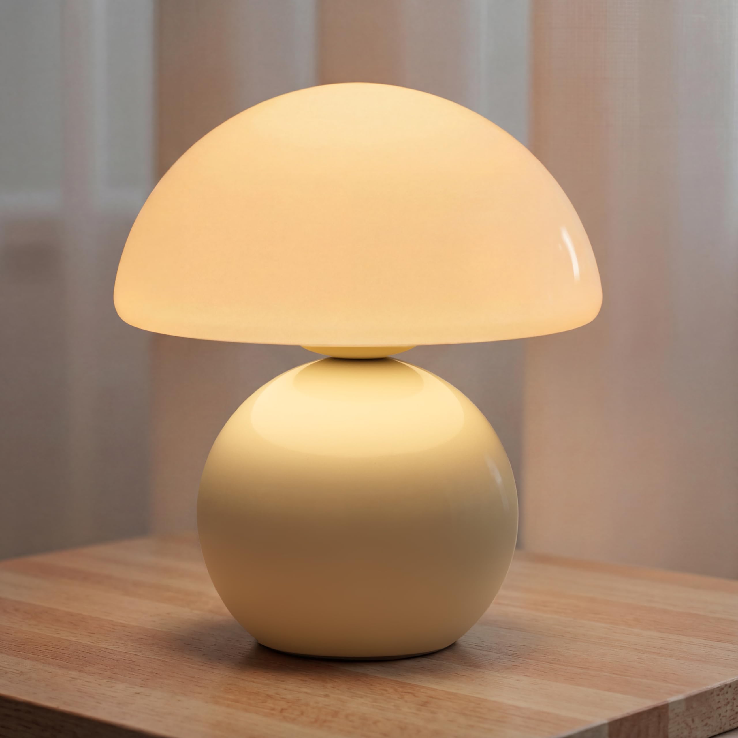 NIORSUN Mushroom Lamp Table Lamp for Bedroom  Portables Cordless Table Lamp Wireless lamp Small Bedside Table Touch Lamps for Living Room Mini Mushroom 5200mAh Battery Operated Lamp Modern Cream