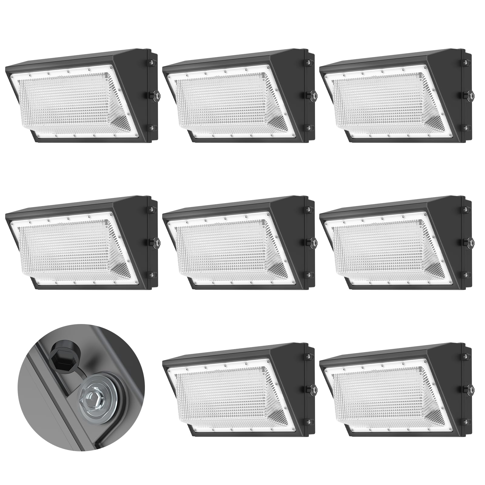 AIKVSXER 8 Pack 160W LED Wall Pack Light with Dusk to Dawn Photocell, 25,600LM 6000K Exterior Wall Packs, IP65 LED Wall Packs Ou