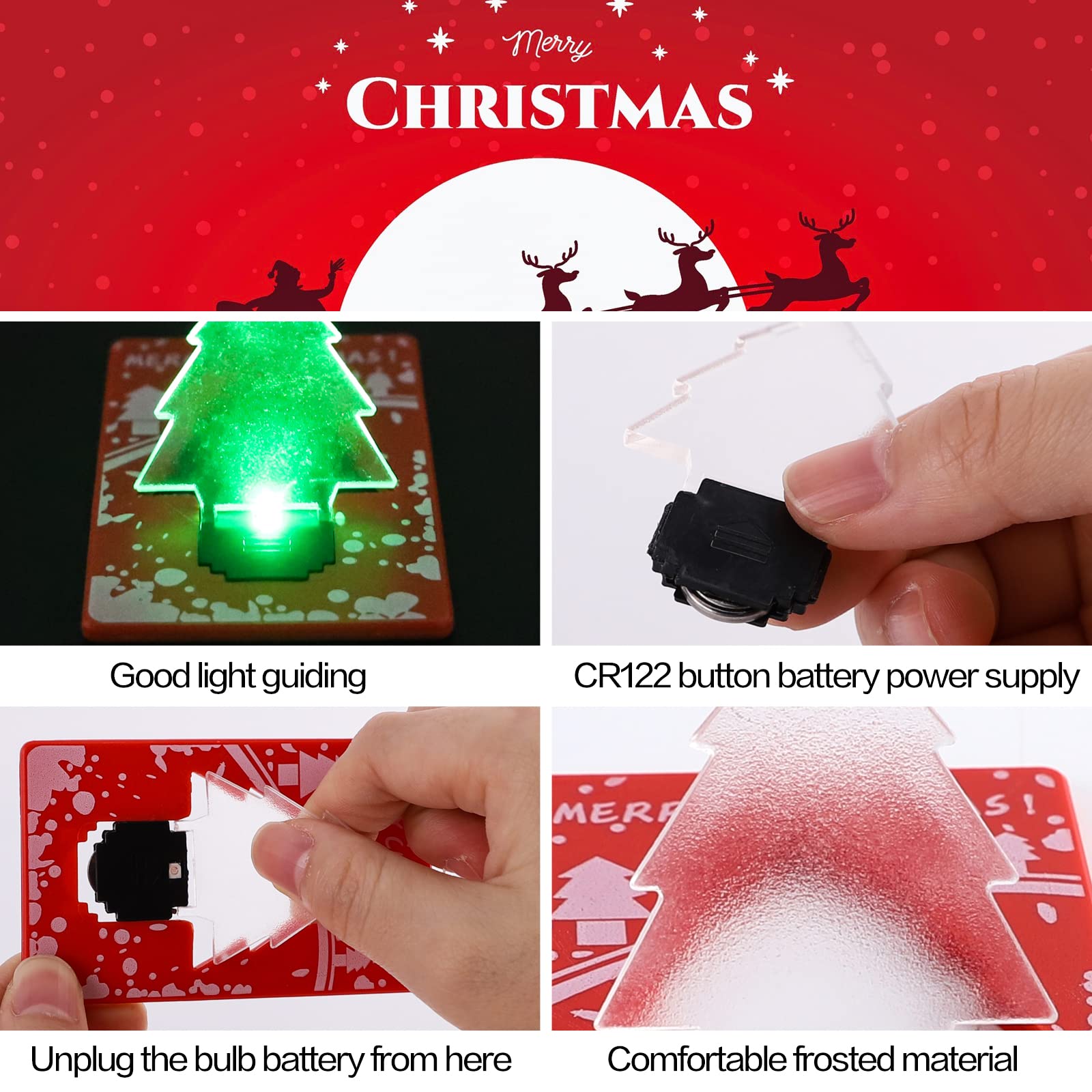 Inovat Foldable LED Pocket Lamp, 10 PCS Mini Credit Card Light, Portable Wallet Light Bulb, Christmas White