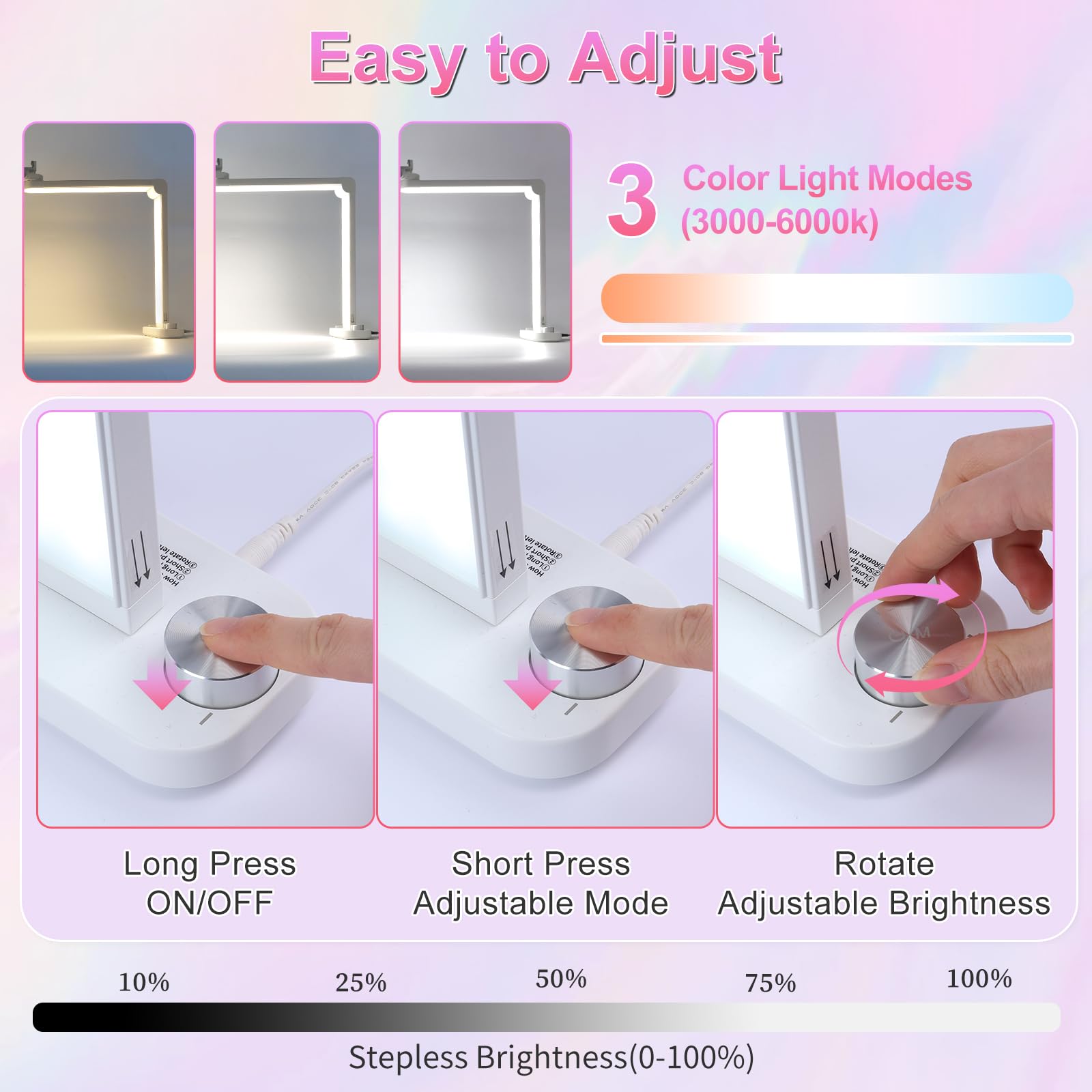 BQAN Nail Tech Lamp for Desk with Phone Holder, 33 40W Foldable Table Lamp for Nail, Lash Eyelash Extension, Tattoo - 3 Modes 30