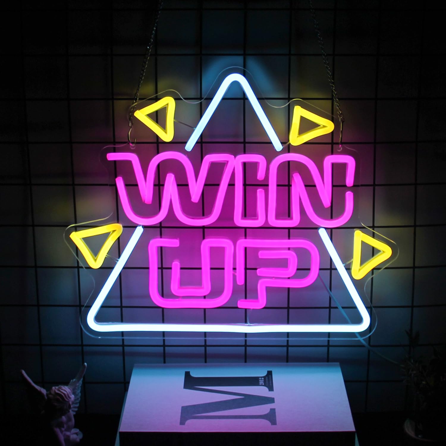 CKTBLEY Win Up Neon Sign for Wall Decor Game LED Neon Lights Signs Pink Blue Gaming Neon Sign Dimmable Neon Lights Gamer Neon Ni