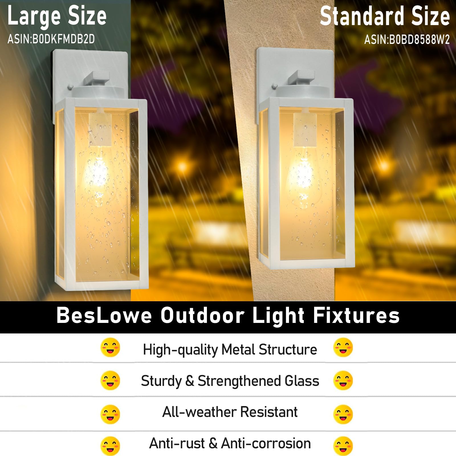 Large Size Outdoor Wall Light Fixtures, Exterior Lighting Fixtures Porch Sconces Wall Mounted, Waterproof White Outdoor Wall Lan
