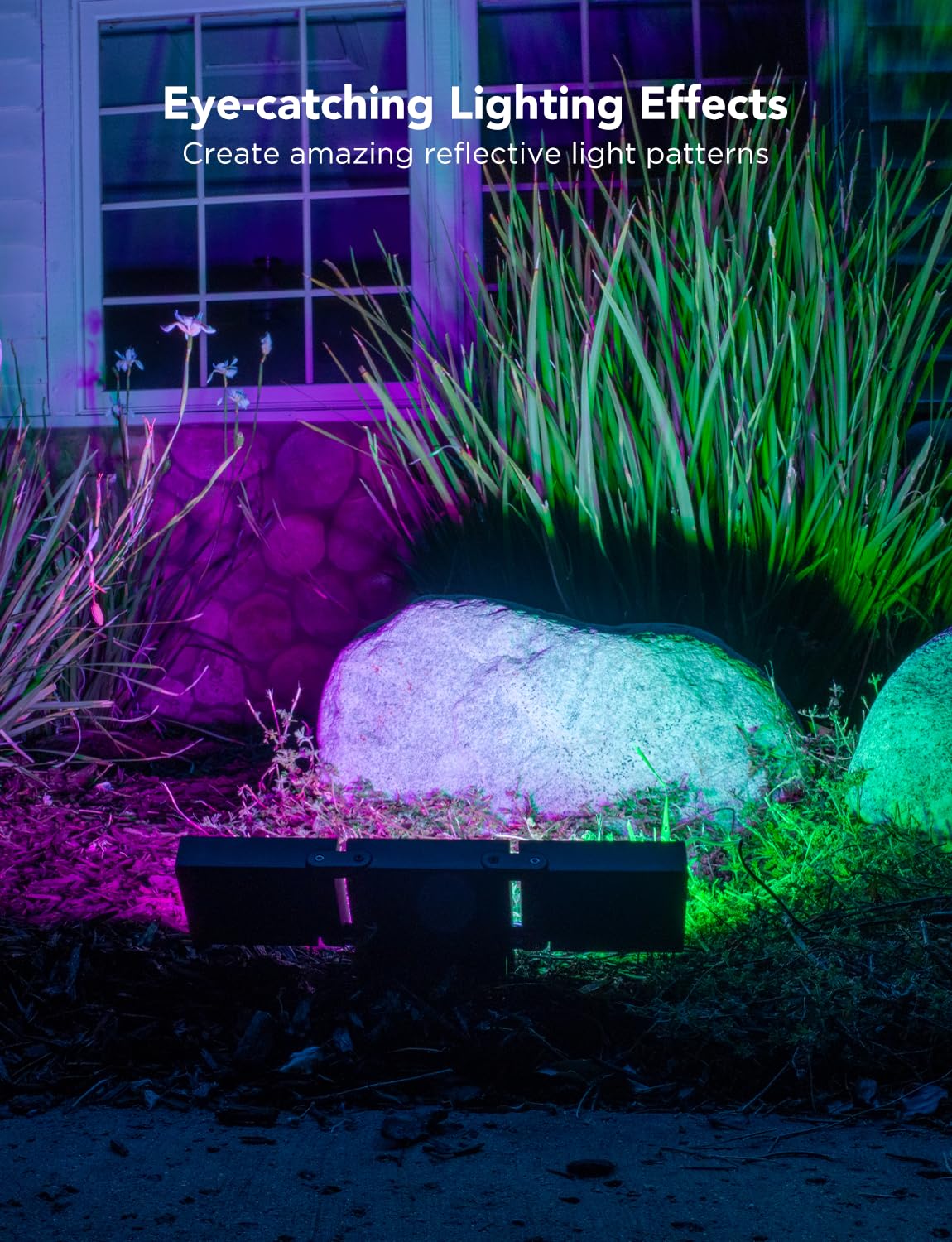 Govee H7063 RGBIC Multicolor Outdoor Flood Lights, 4500LM, IP66 Waterproof, Black Aluminum Alloy, Smart WiFi Control