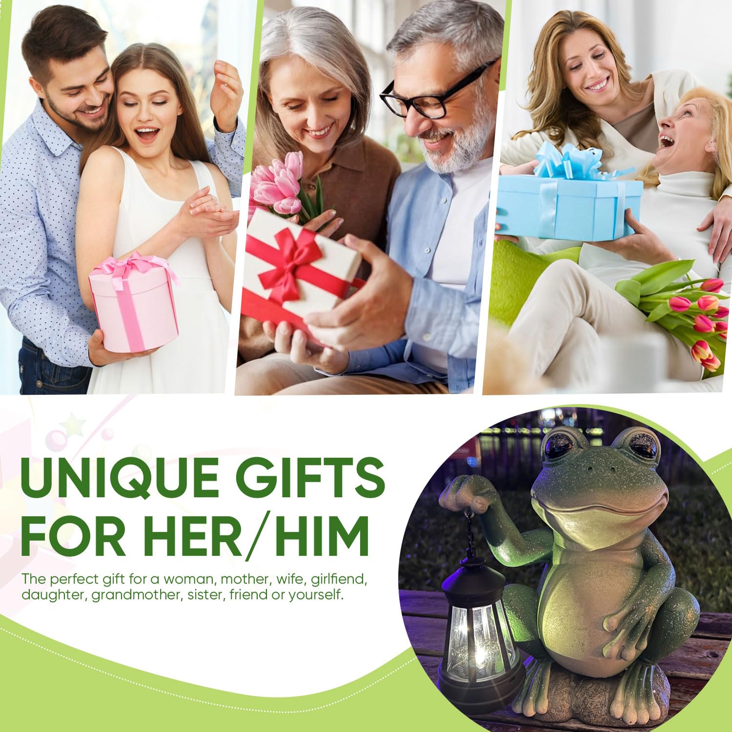 Yody Solar Garden Statues Outdoor Decor- Yard Decorations For Patio, Balcony, Backyard, Lawn Ornaments - Frog Figurines With Led