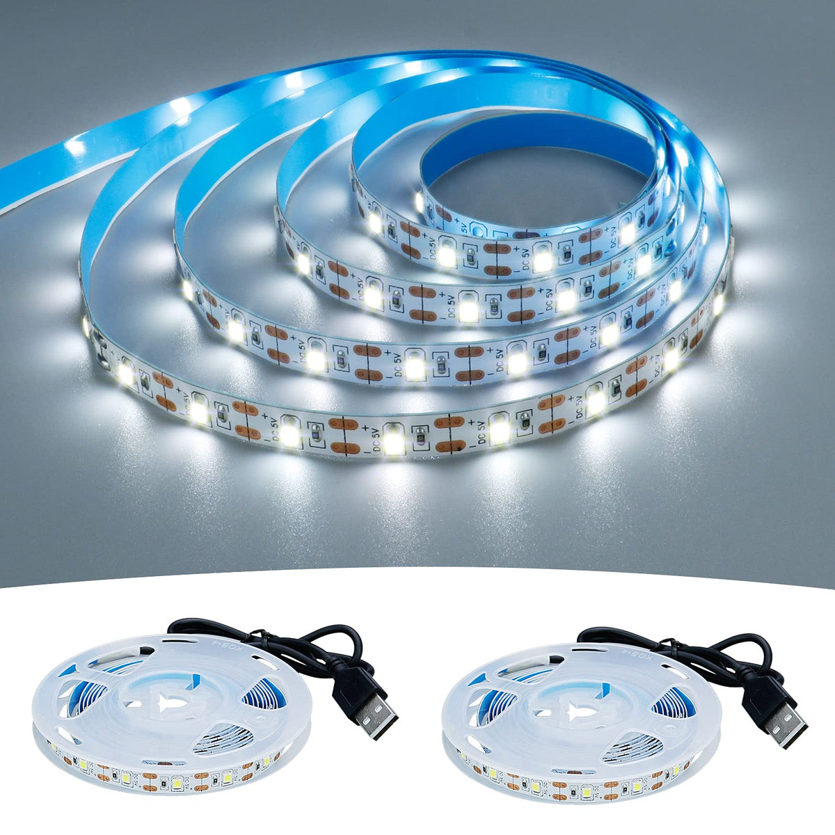 Kxzm Usb Led Strip Light Cool White 6000K 5V Usb Powered 13.12Ft/4M 240Leds Flexible Smd2835 High Brightness No-Waterproof Ip33