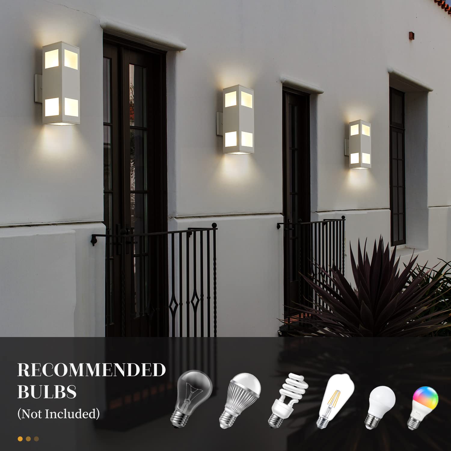 Harriet Outdoor Wall Lights, Aluminum Modern Outdoor Wall Sconce Waterproof Rustproof, Up Down Lighting Exterior Sconces Square