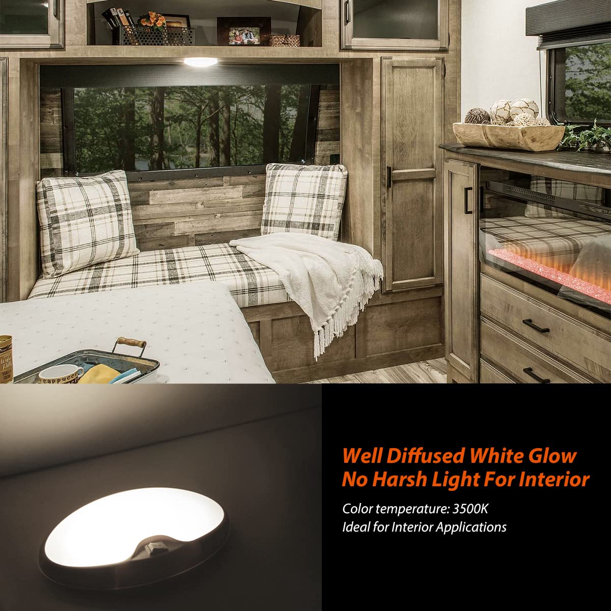 Dream Lighting RV Interior LED Ceiling Light, 12V, 6" Oval, 4.5W, 300 Lumens, 3500K White, Pack of 2, Polycarbonate