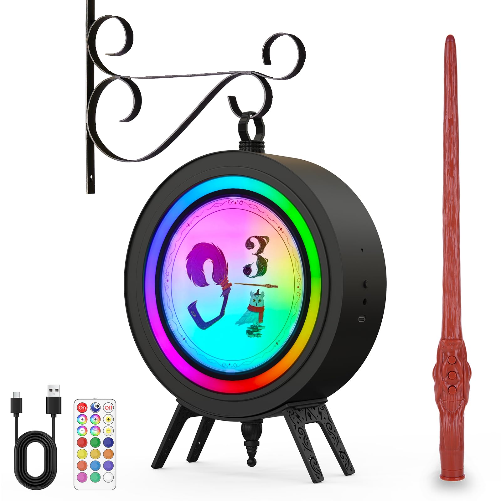PearlyCats Harry Decorations Night Lights: Smart Sensor & 84 RGB Colors - 72H Battery USB C Rechargeable - Wizard LED Lamp - Pot