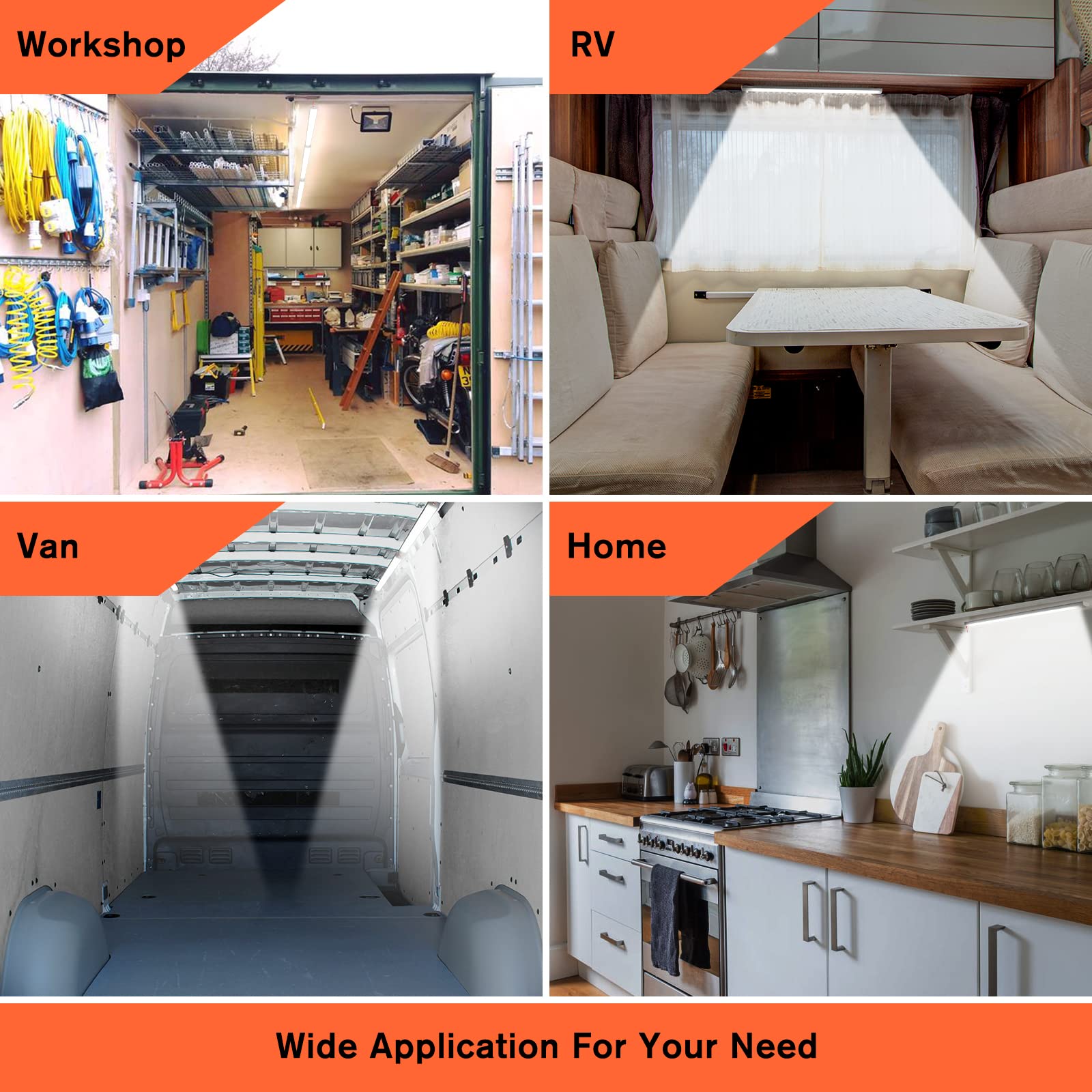 Welluck 12V Interior Led Light Bar, 1600Lm Cob Interior Light Strip W/ Switch For Car, Trailer, Truck Bed, Van, Rv, Cargo, Boat, Cabinet, Slim Enclosed Trailer Lights Fixture, 12 Volt Led Lighting