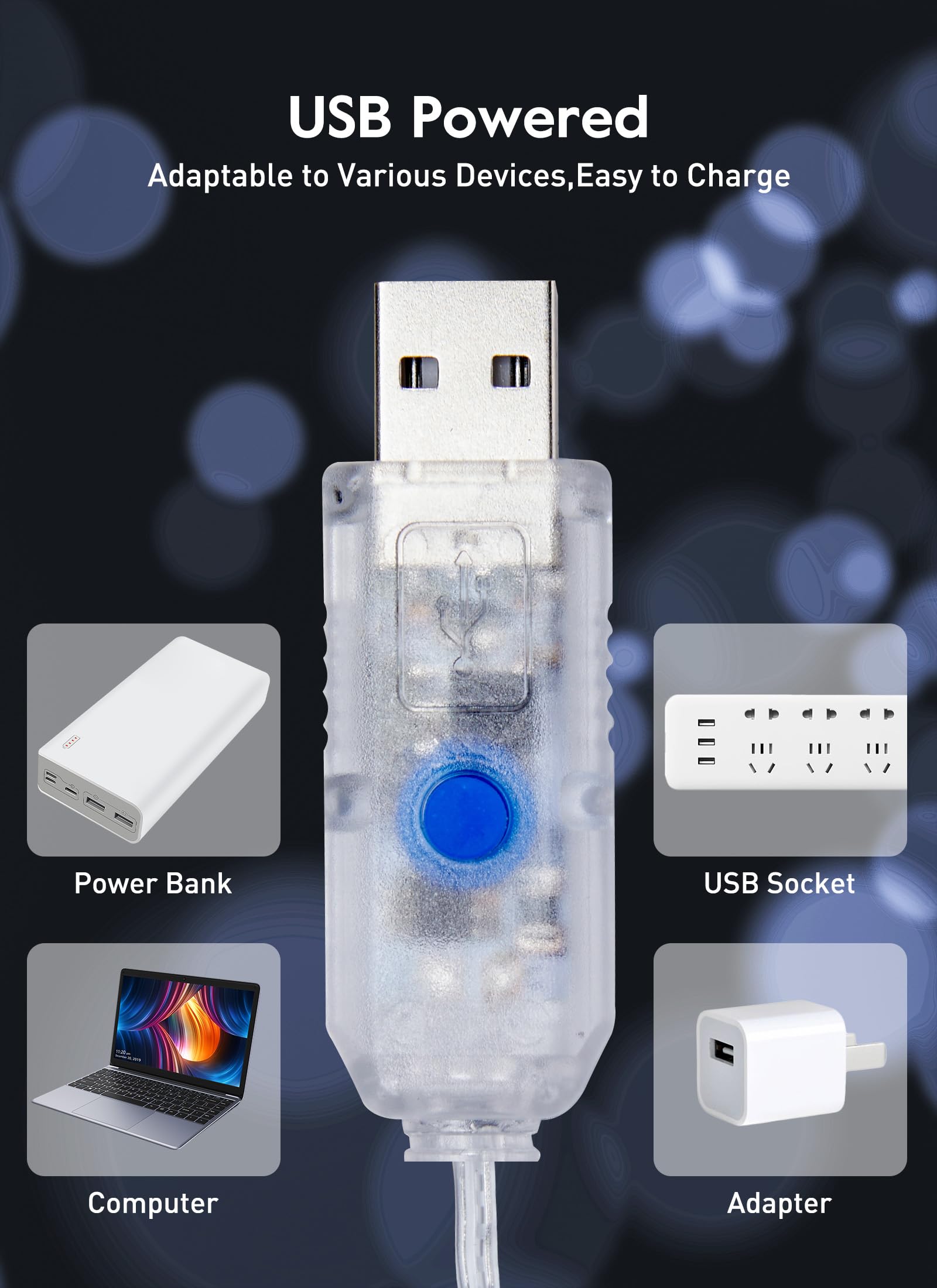 Minetom 33ft USB Fairy Lights, 100 LED Twinkle String Lights, Remote & Timer, Waterproof, Pure White, Ideal for DIY Party & Christmas Decor