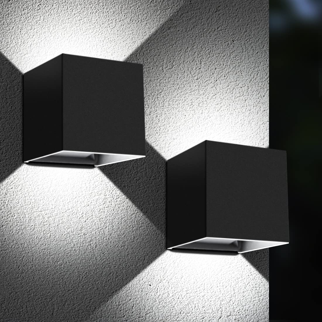 ledmo LED Up and Down Outdoor Wall Lights 20W Waterproof 2-Pack Black Aluminum