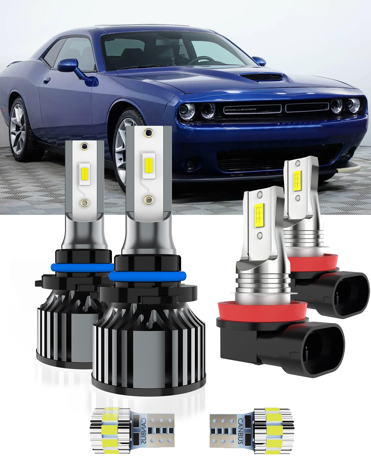 AYOTZIH Bulbs Fit For Dodge Challenger 2015-2020, 9012 High/Low Beams h11 Fog Lights License Plate Lights Combo, 400% Brightness