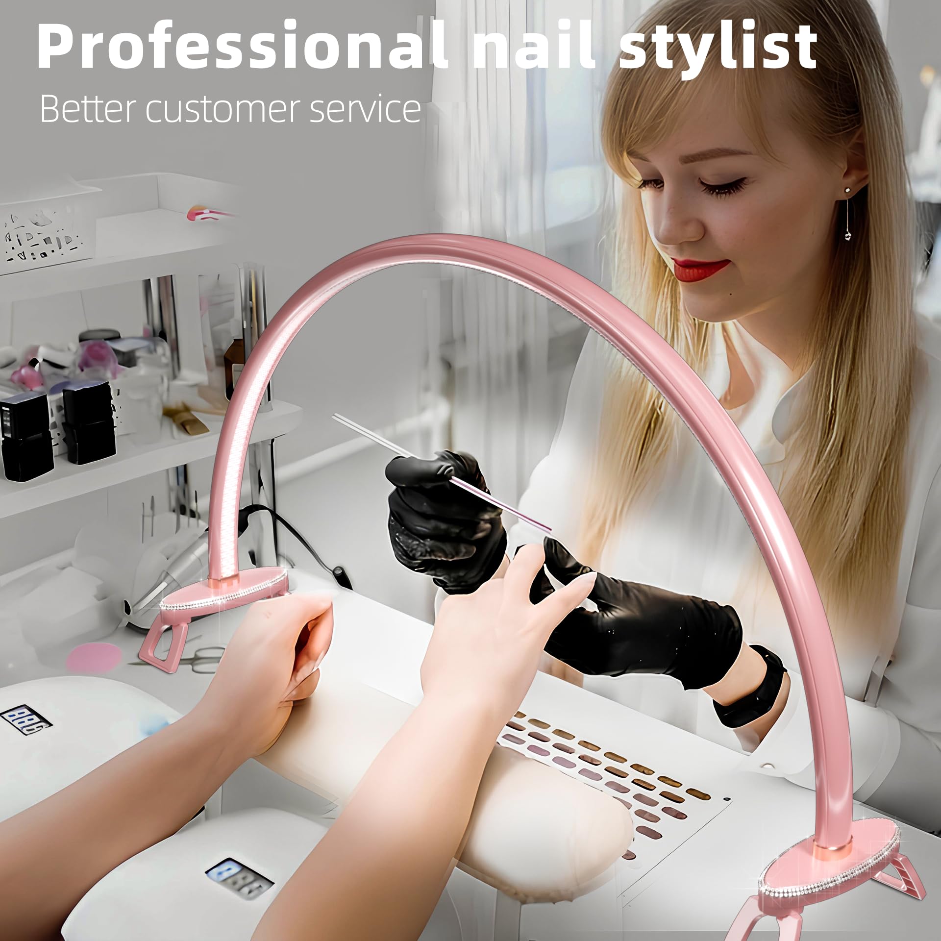 Half Moon Light Nail For Desk Led Lamp Tech Manicure Foldable Arch Professional Art Eyelash Table Techs Beauty Tattoo Spa White