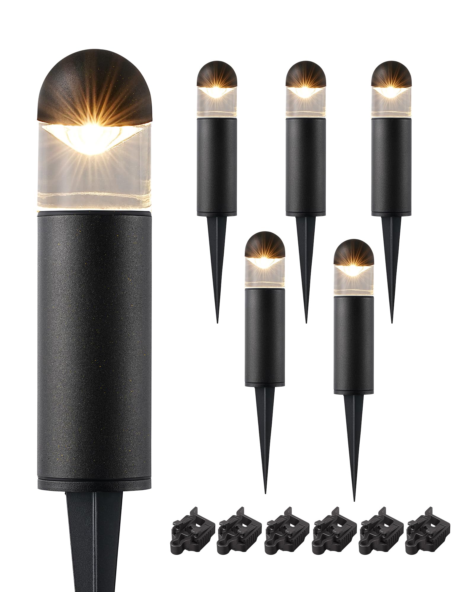 EDISHINE Low Voltage Landscape Lighting, 12V 3W, 3000K Warm White, Waterproof Electric Bollard Lights, Black, Model LNX1501LX-01