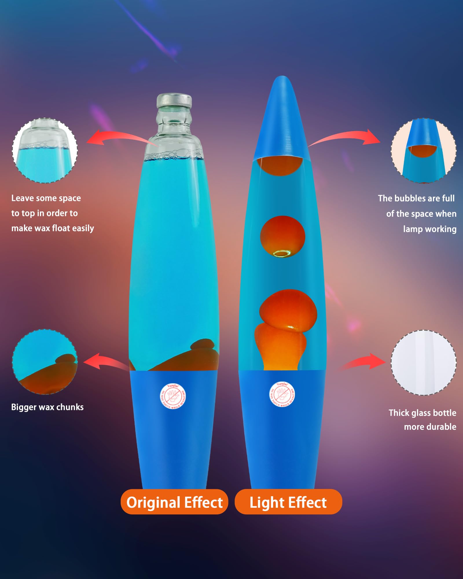 Vanful Orange Liquid Motion Lamp 16 Inches for Adults and Kids, Blue Base Magma Lamp Set The Mood for Home Living Room Office Be