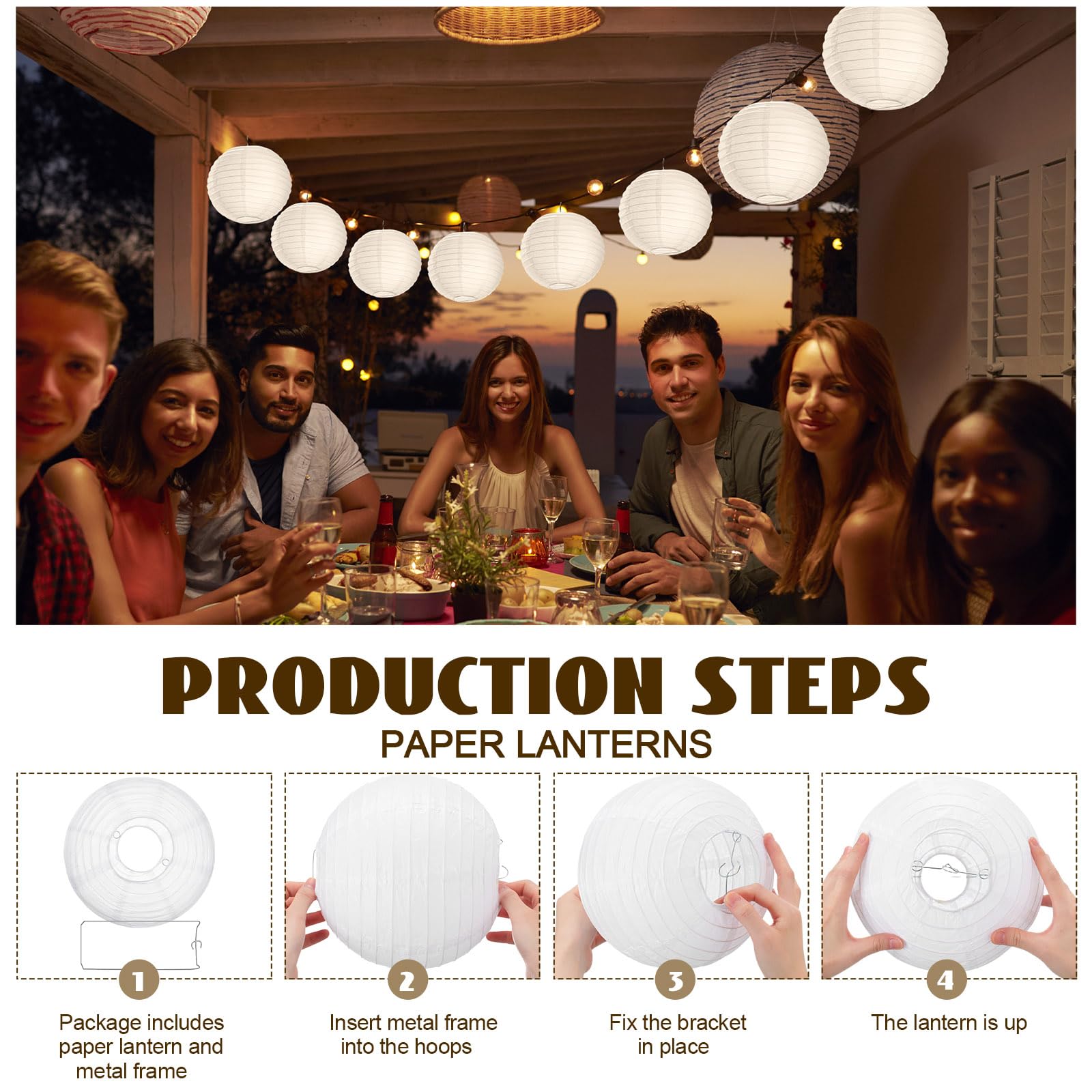 Treela 90 Pack White Chinese Japanese Paper Lanterns Decorative Hanging Ball Lanterns Round Paper Lantern Lamps For Wedding Birthday Party Baby Shower Home Decorations (8 Inch)