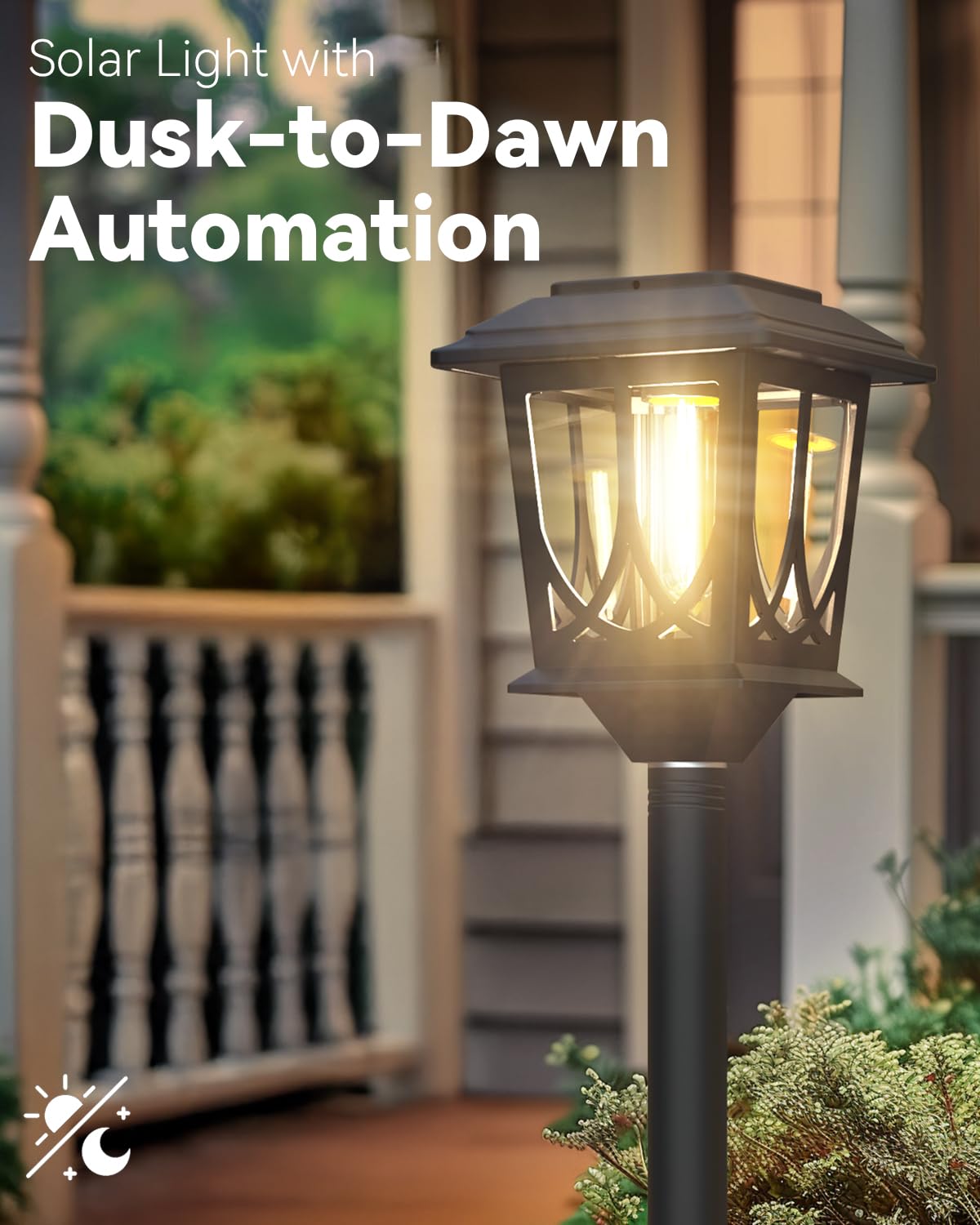 DOESLAG Solar Lamp Post Light, 40 Inch, Waterproof Metal Glass, Auto Dusk-to-Dawn, Black, Model ZCJN-19I, 2 Pack