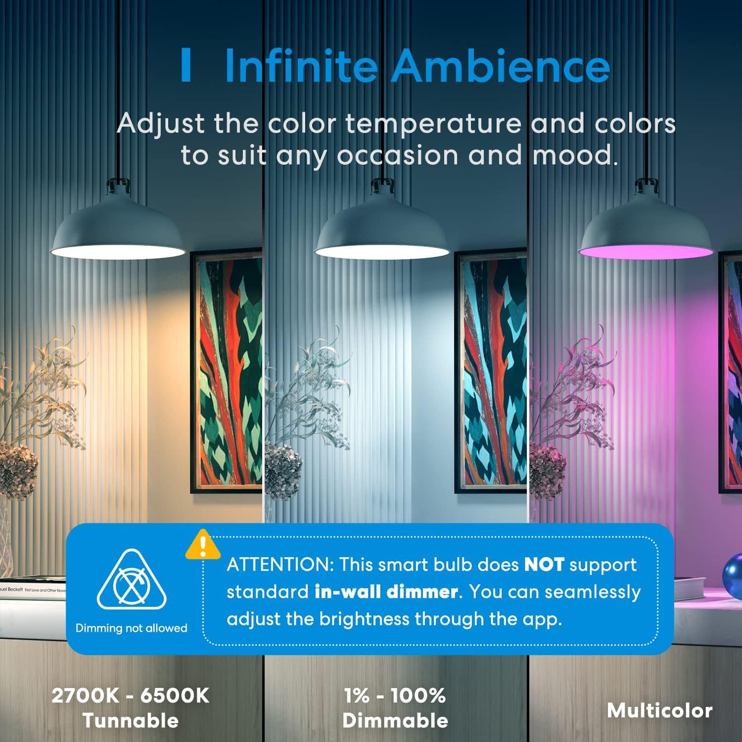 meross Smart Light Bulb BR30, WiFi LED Flood Bulbs, Full Color Changing, Dimmable, 1300 Lumens, White, 2 Count, Compatible with Apple HomeKit