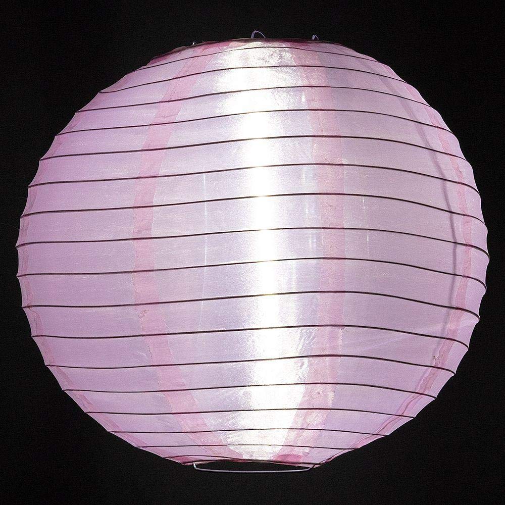Quasimoon Paperlanternstore.Com 4 Inch Pink Round Nylon Lantern, Even Ribbing, Hanging Decoration (10 Pack)