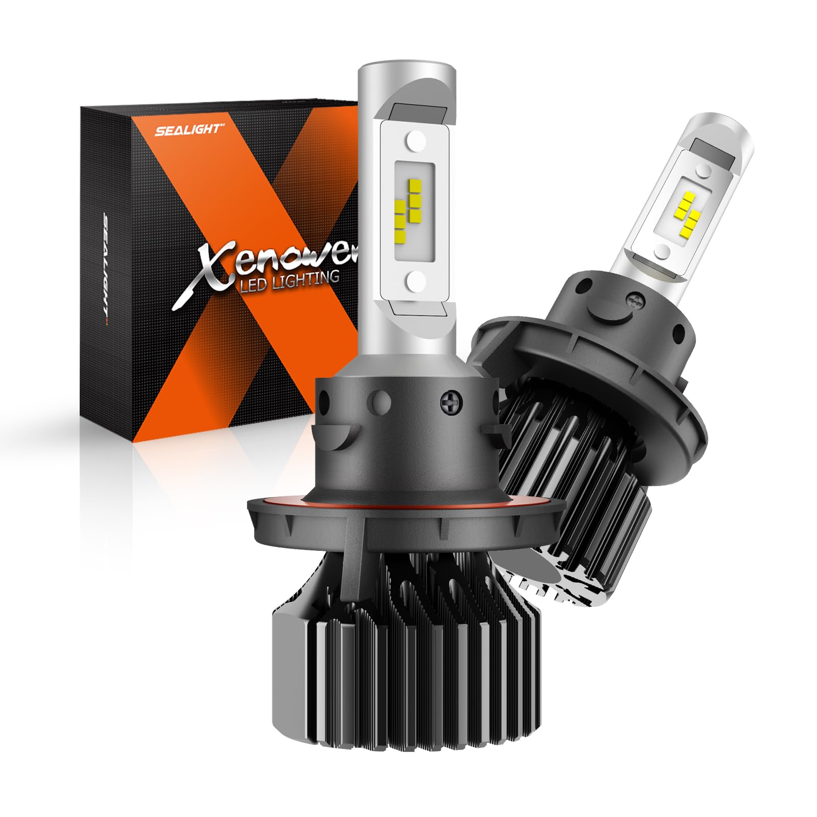 SEALIGHT H13 Fog Light Bulbs, Dual Beam, Super Bright, Plug and Play, Aluminum, White, Pack of 2