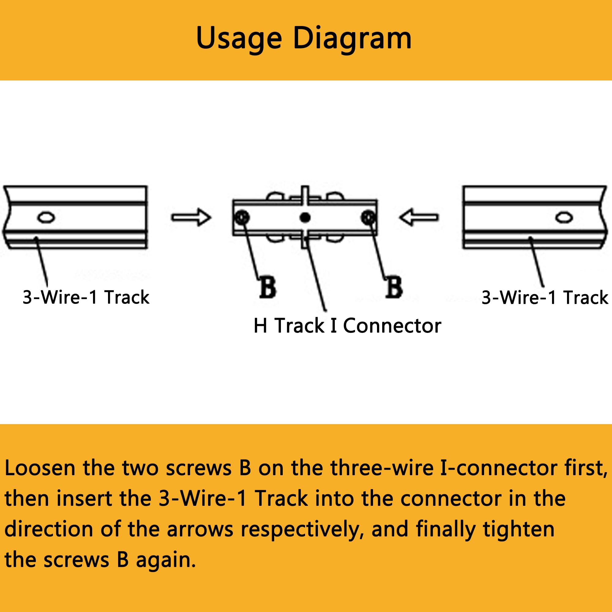 Yuemegou H Track I Connector H Type Single Circuit 3-Wire-1 Track Lighting Accessories For H Track System Track Lighting Connect