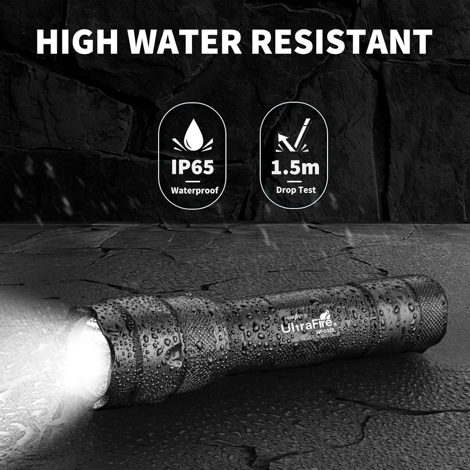 ULTRAFIRE WF-502B Mini LED Flashlight - 1000 Lumens, 5 Modes, Waterproof, Black, Portable Tactical EDC Torch (Battery Not Included)