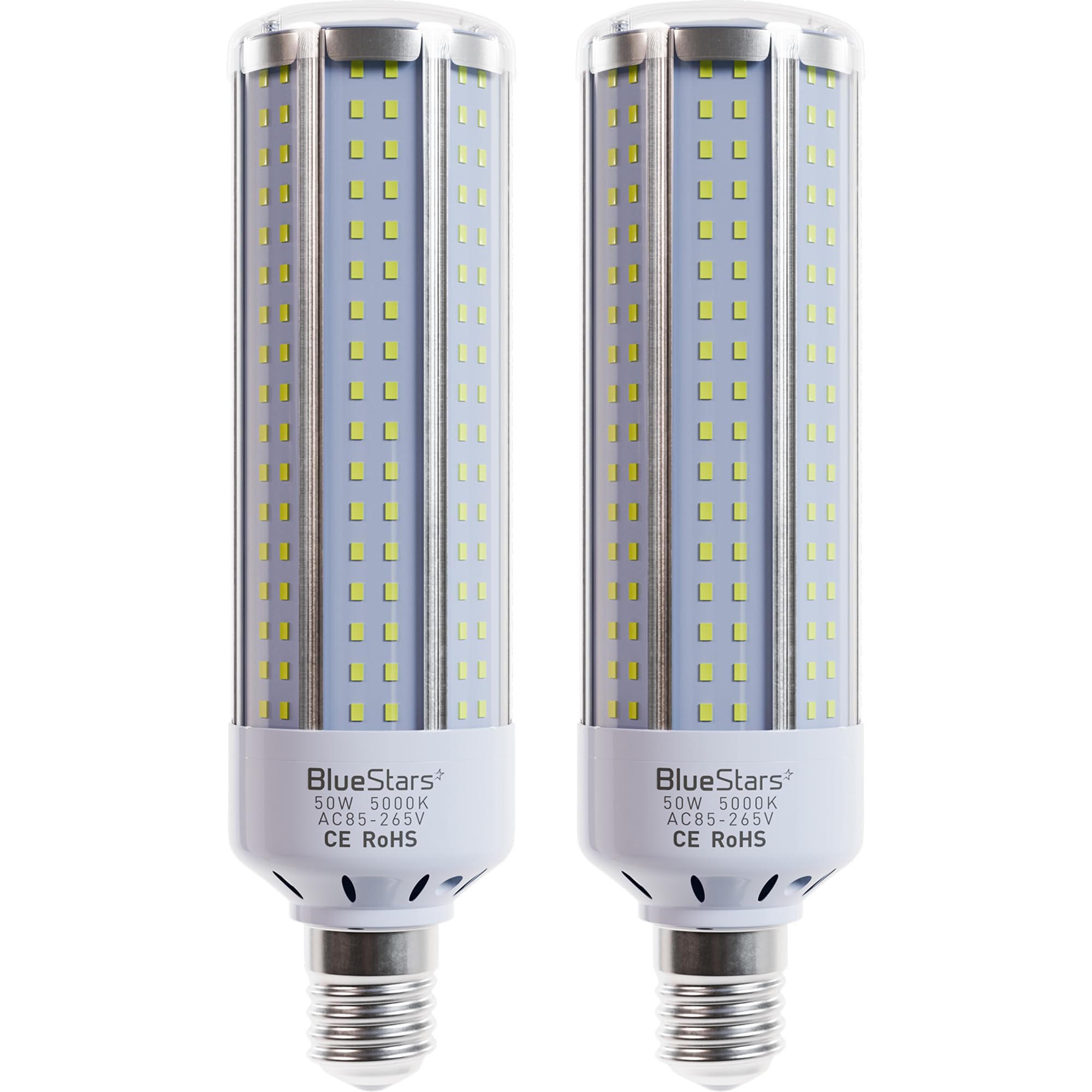 BlueStars 50W E26 LED Corn Light Bulbs, 5000K, 3200 Lumens, Clear, Super Bright for Home, Outdoors, Warehouses