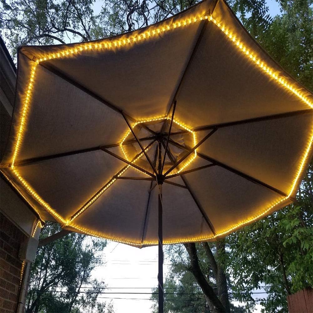JUNWEN LED Rope Lights 40ft Waterproof Warm White Flexible Lighting for Outdoor Indoor Decoration