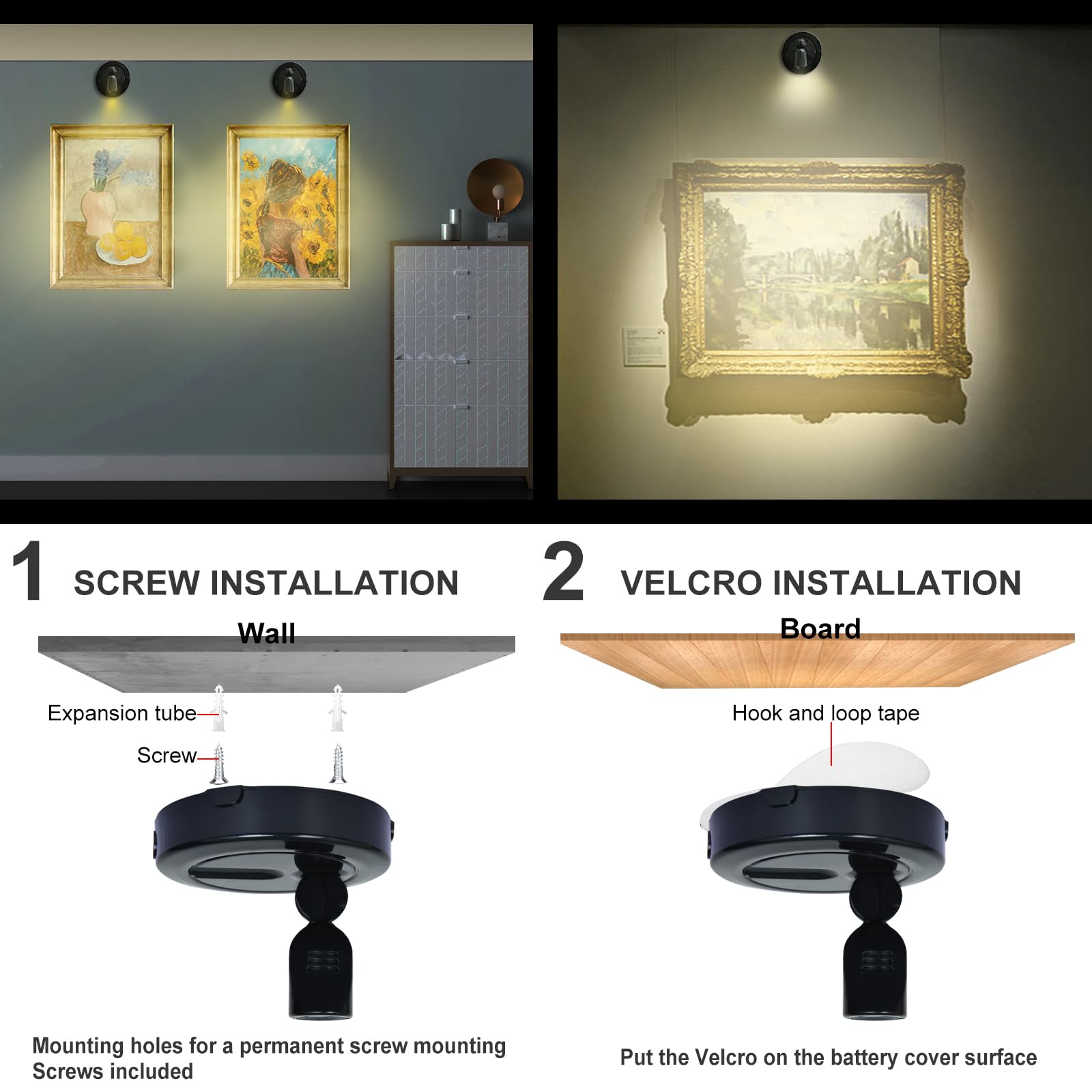 Hamvidne Rechargeable Led Spotlight  3 Lighting Modes Indoor Spotlights  Battery Powered Spot Lights With Remote  Up Light For Plants  Timer Dimmable Picture Light For Wall Artwork-Black