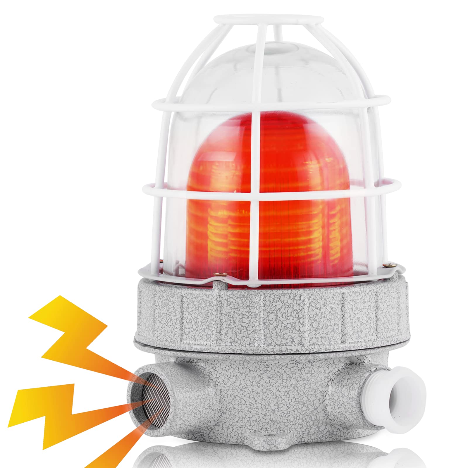 Saladulce Industrial Led Warning Light Explosion Proof Alarm Siren 110Db Rotating Light Bulb Siren Safe Flashing Strobe Light Red For Workshop Mine Underground Tunnel (110V)