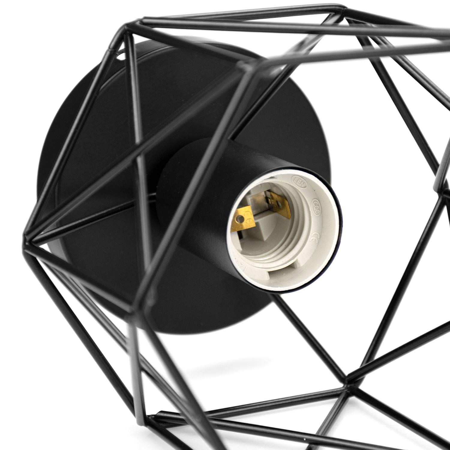 Hedume Semi-Flush Mount Ceiling Light, Black Industrial Pendant Fixture, E27, for Hallway, Stairway, Bedroom, Kitchen