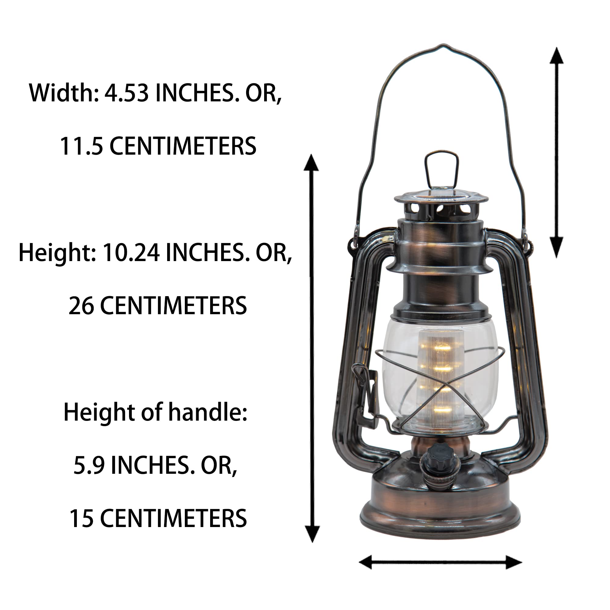 Yakii Led Vintage Lantern Metal Hanging Hurricane Lantern 12 Led Dimmer Switch Warm White Battery Operated Lantern Power Outage Indoor Camping Lighting Outdoor Brooklyn Lantern Decoration(Copper)