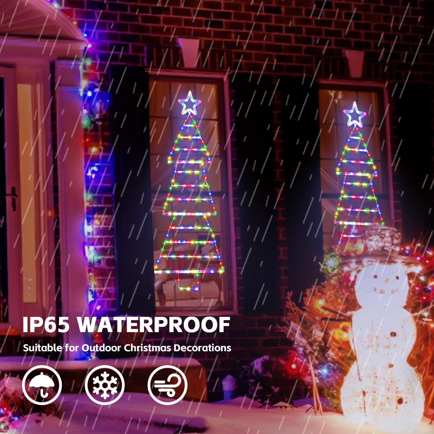 MUYUN Outdoor Christmas Tree Lights 175 LED Multicolor Waterproof 4.6ft with 8 Modes & Memory Function Model YLS1000WD01