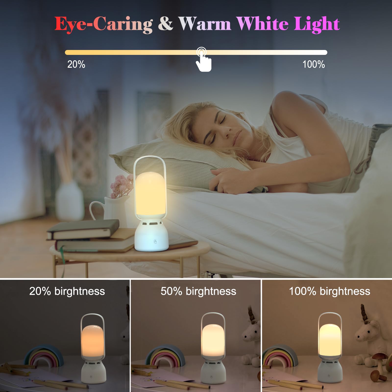 Doopo Portable Night Light Bluetooth Speaker, Touch Control Bedside Lamp Dimmable, Rgb Multi-Color Changing, Table Lamp For Bedr