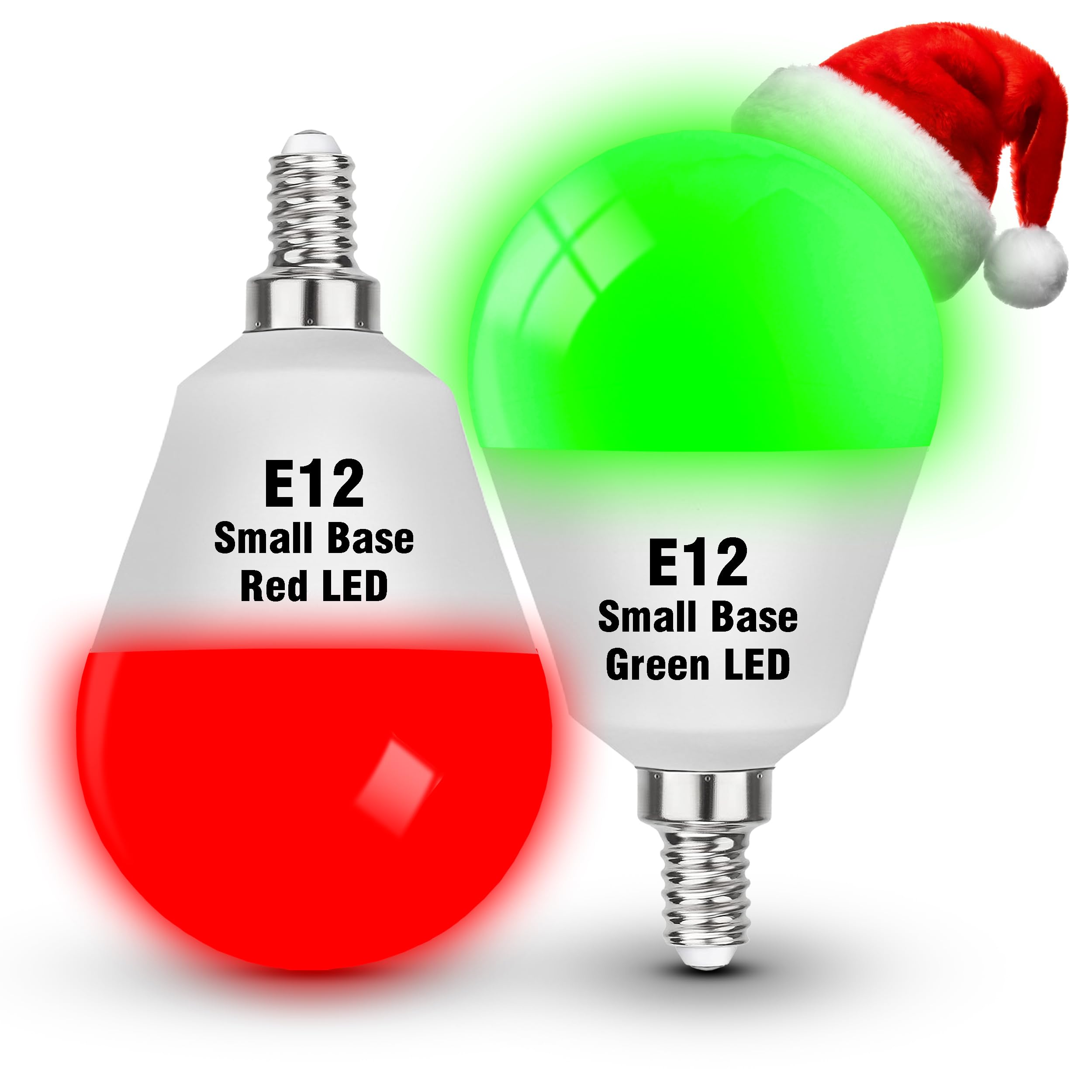 Red Green E12 LED Candelabra Bulbs, 25w-40w Equivalent, 3W Christmas Light Bulbs, E12 Small Base Globe Red Green LED Bulb for Ch