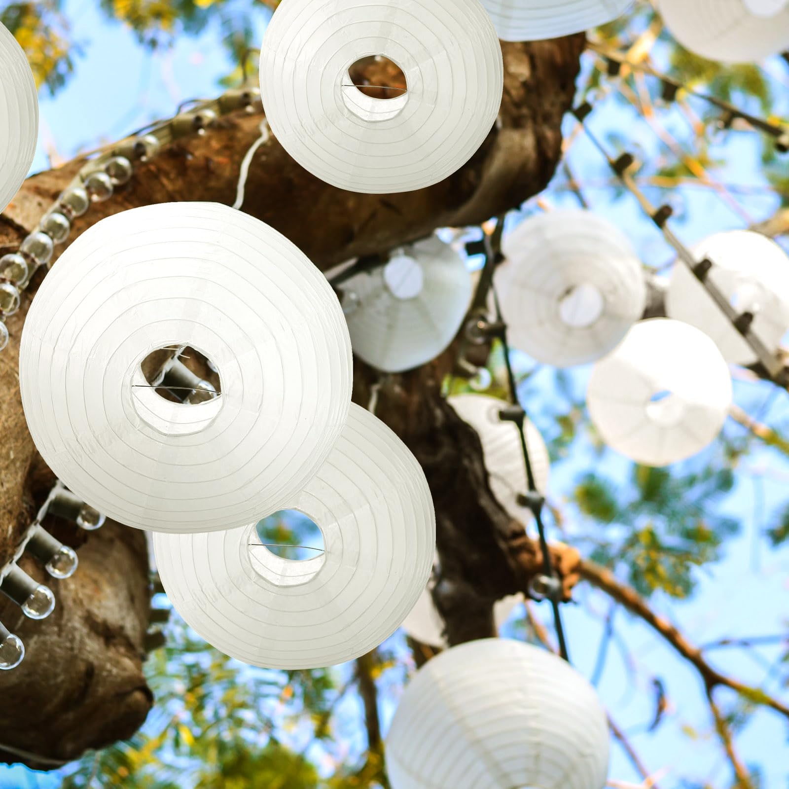 Treela 30 Pack White Chinese Japanese Paper Lanterns Decorative Hanging Ball Lanterns Round Paper Lantern Lamps For Wedding Birthday Party Home Decorations(12 Inch)