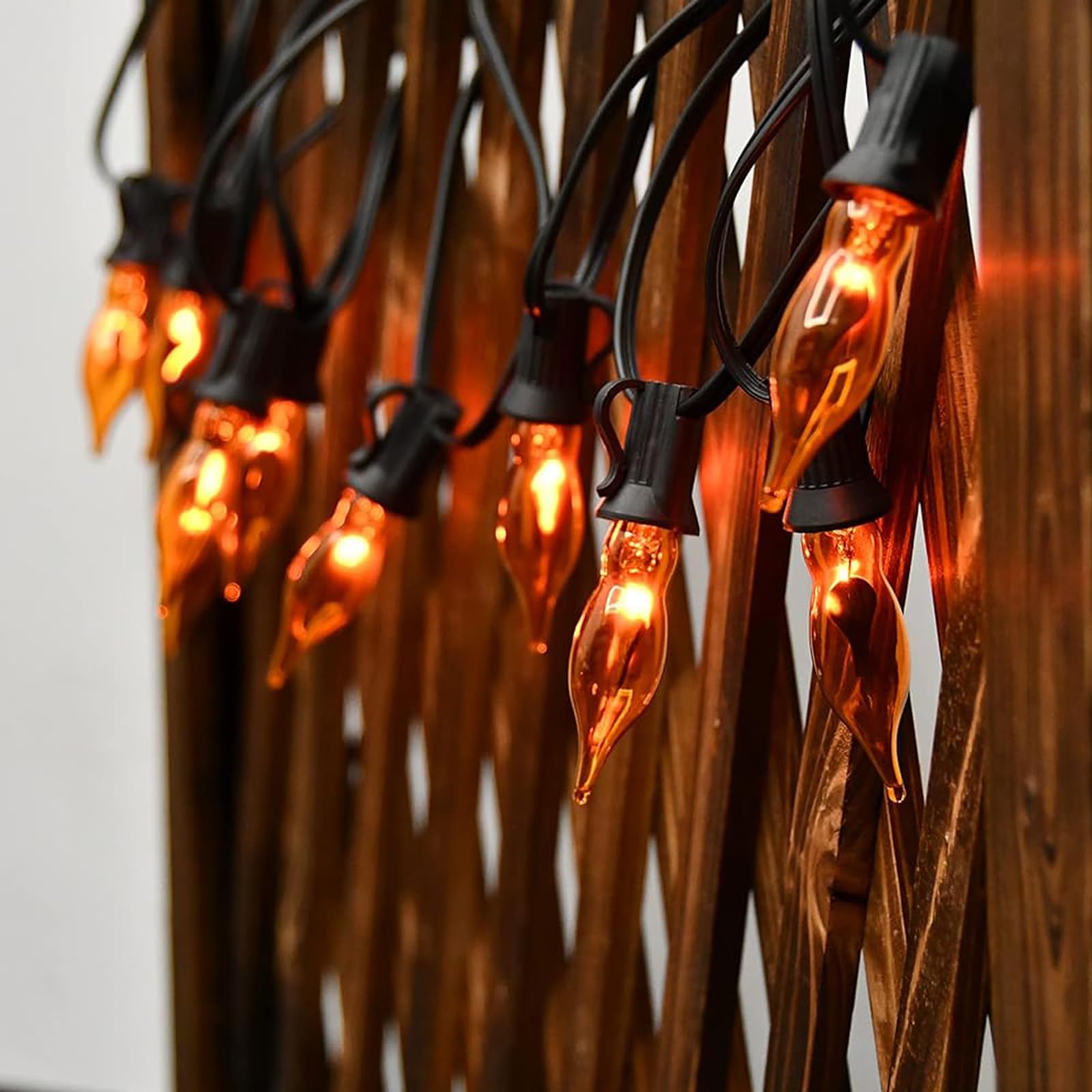 SUNSGNE E12 Flickering Flame Night Light Bulbs, C18 Orange, 1Watt, 120 Volts, Glass, 12 Pack - Perfect for Halloween & Christmas Decor