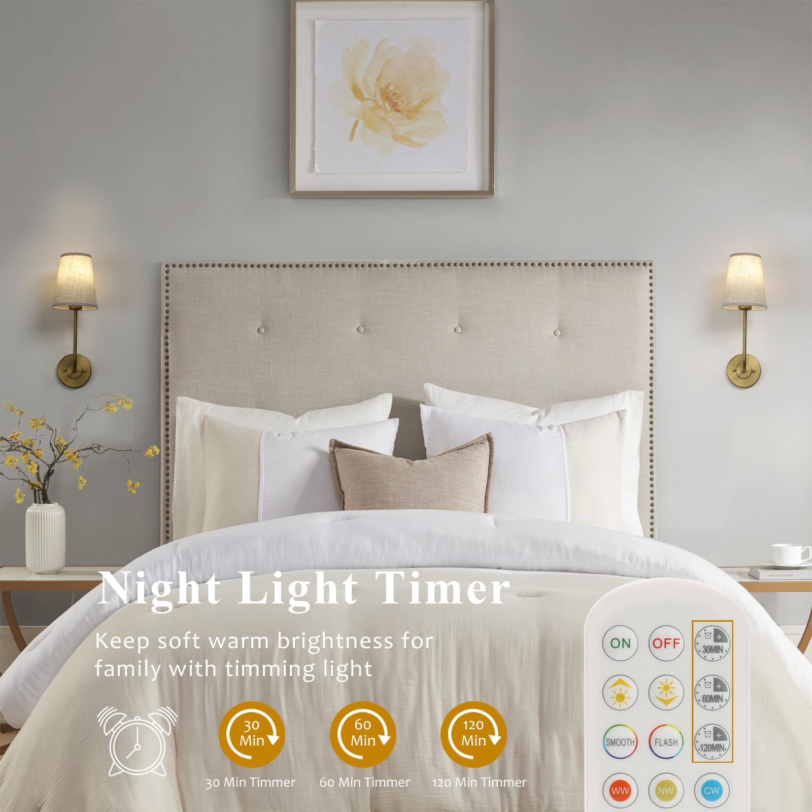 Pathson Wall Sconces Set of 2, Wireless Dimmable Lights, Brass Antique, Remote Control, Includes Bulbs, Model XLUS3003X2