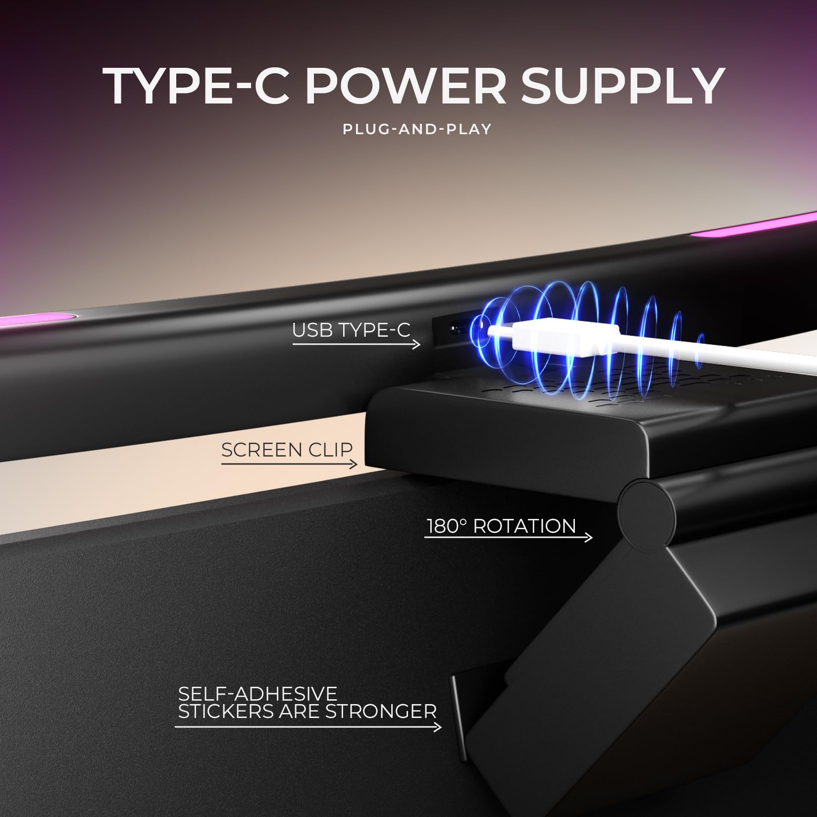 Geisofu Monitor Light Bar Curved With Rgb Backlight,Computer Screen Lamp For Eye Caring,Dual Light Source With Touch Control Tim